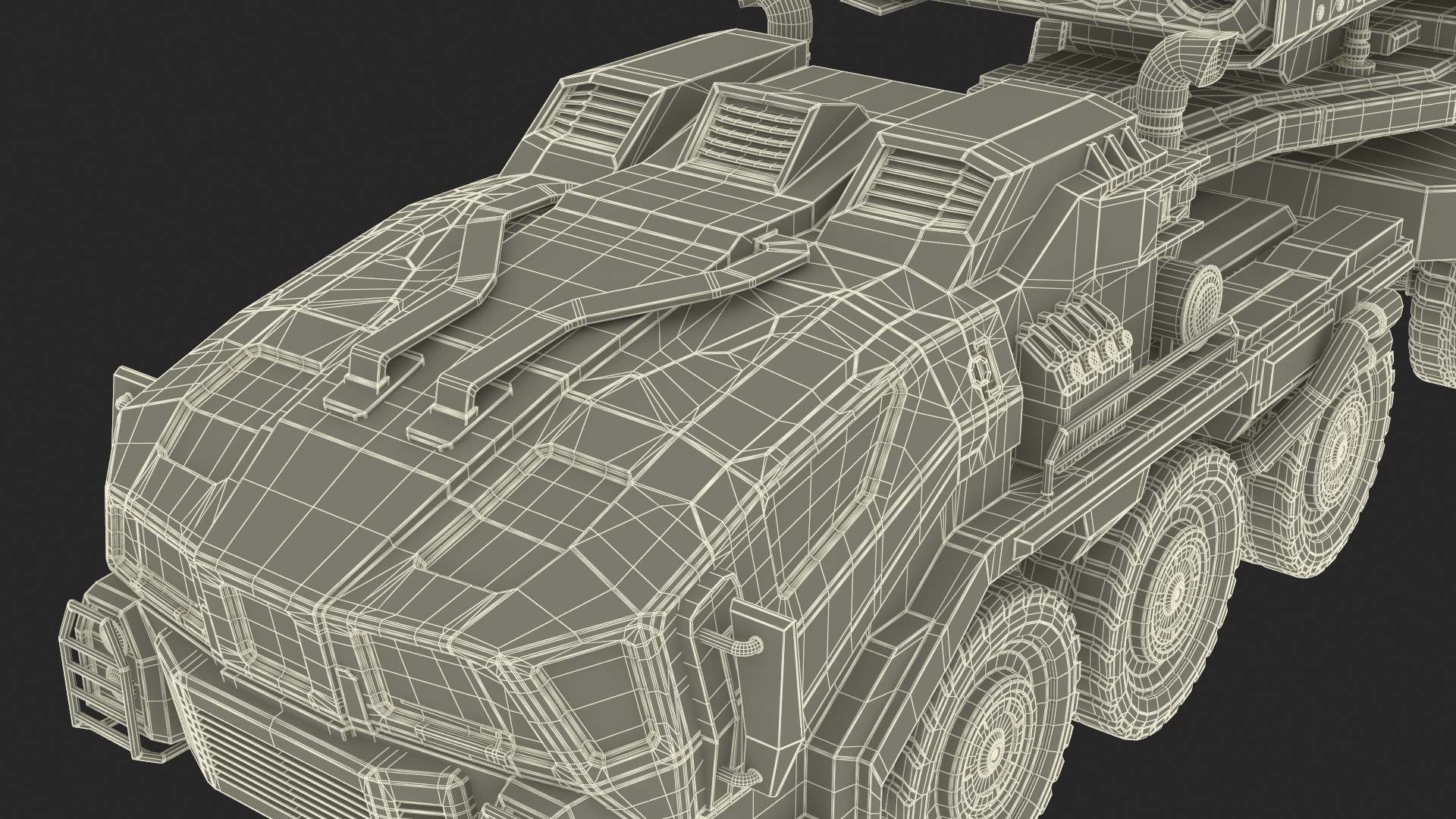 Futuristic Military Rocket Launcher Truck Rigged for Maya 3D