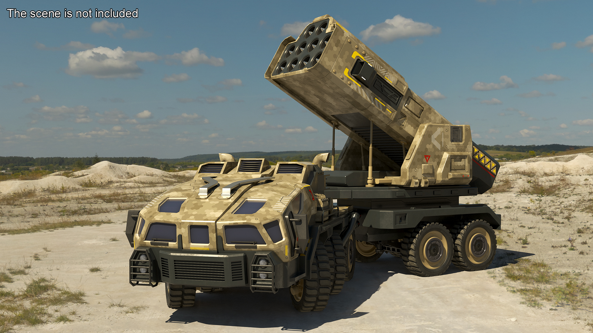 Futuristic Military Rocket Launcher Truck Rigged for Maya 3D
