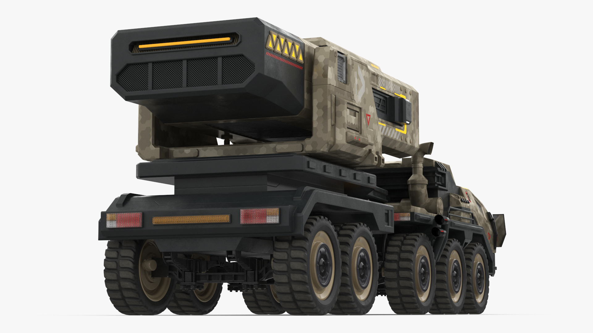 Futuristic Military Rocket Launcher Truck Rigged for Maya 3D
