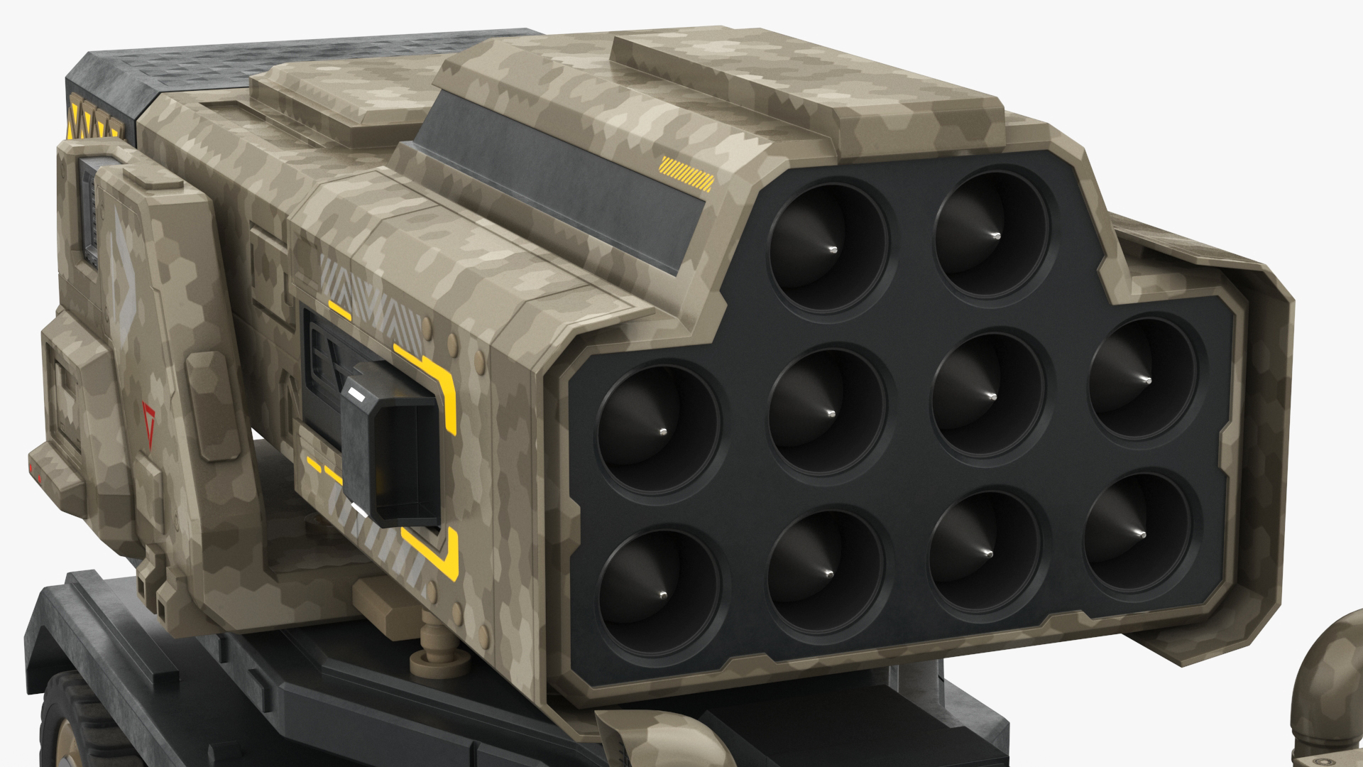 Futuristic Military Rocket Launcher Truck Rigged for Maya 3D