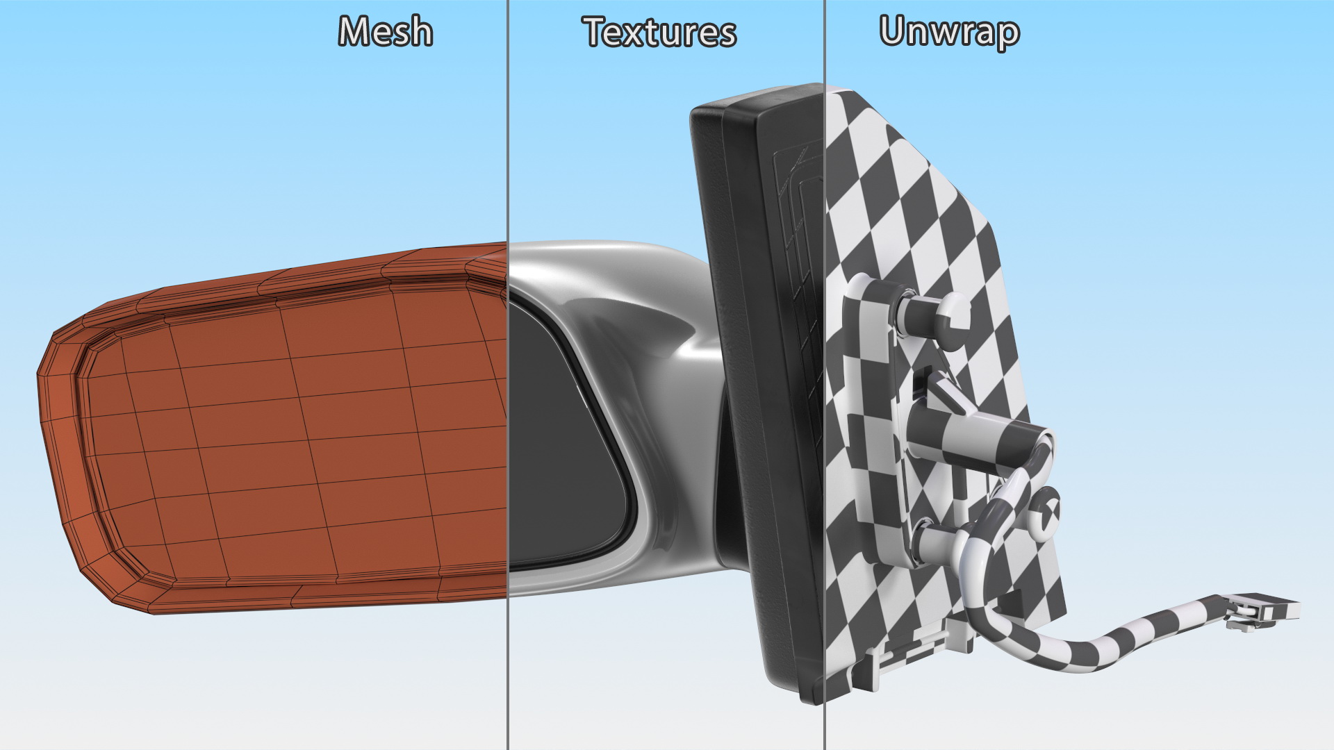 3D Driver Side Mirror Silver for Car model