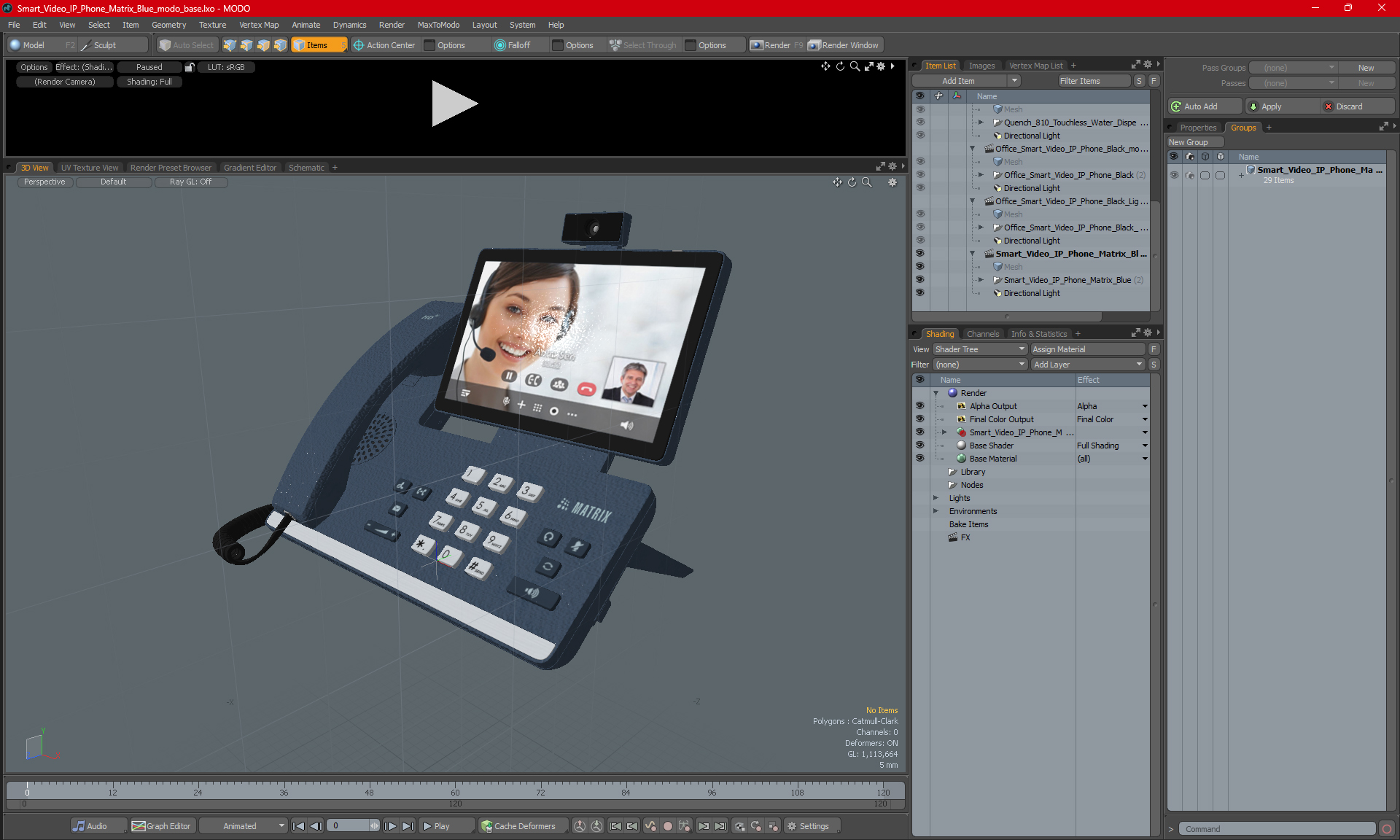 Smart Video IP Phone Matrix Blue 3D
