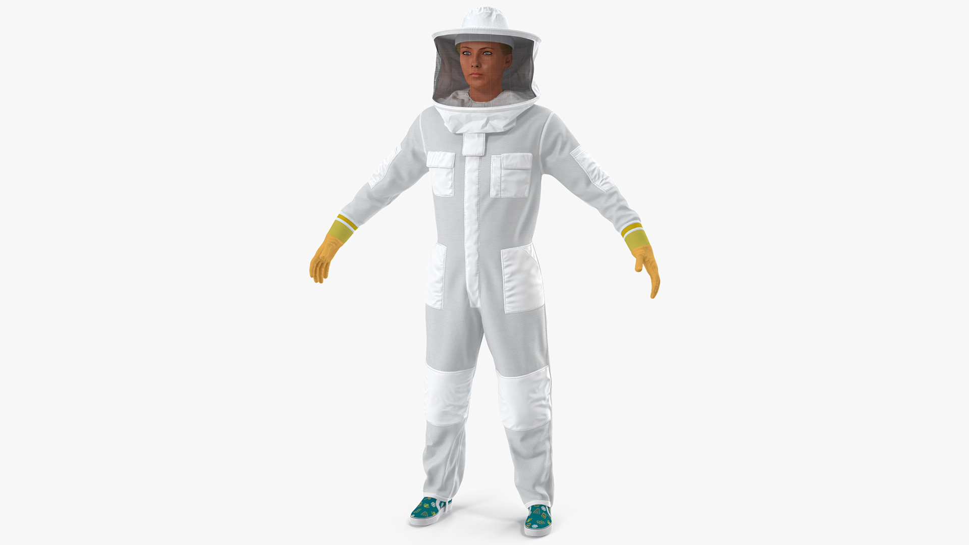 3D model Woman Beekeeper in Suit T Pose