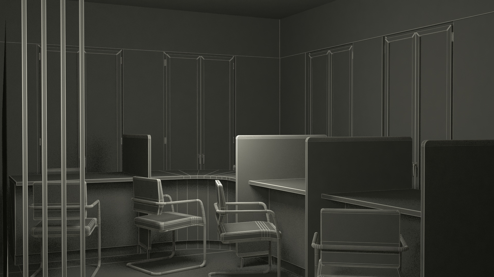 3D Bank Branch Office Building Fur