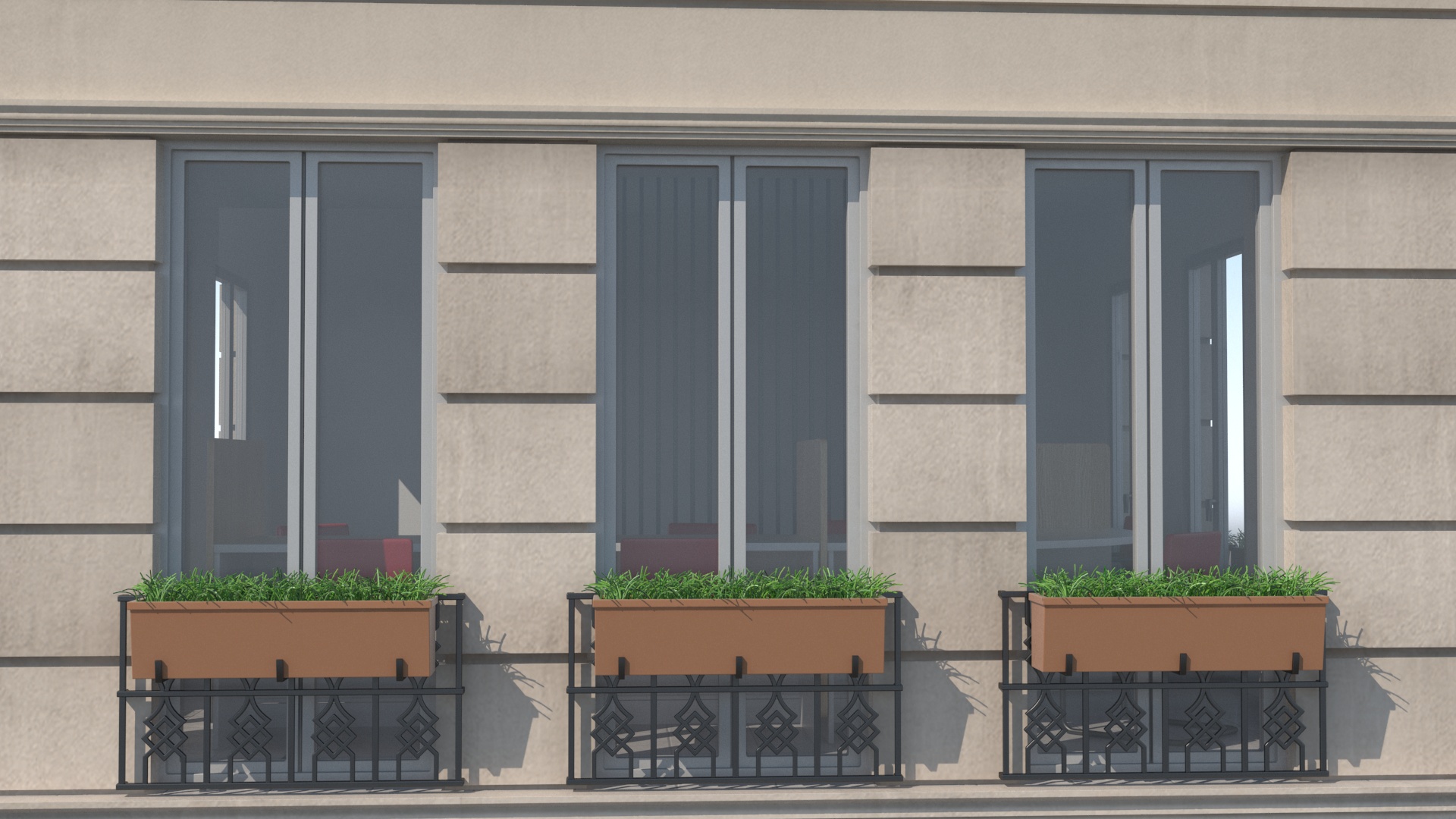 3D Bank Branch Office Building Fur