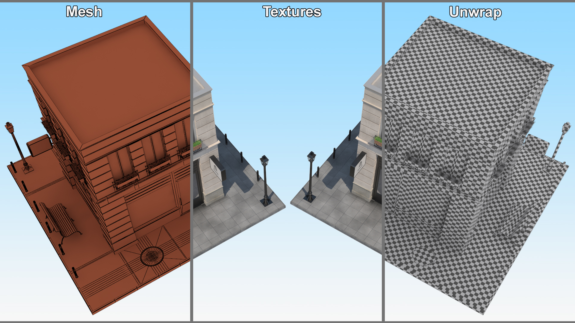 3D Bank Branch Office Building Fur