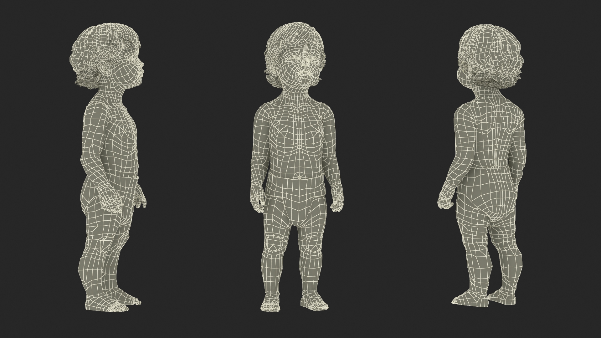 Boy Aged 1 Year in Diaper Standing Pose 3D model