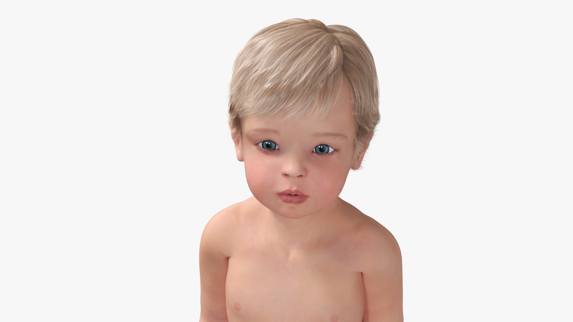 Boy Aged 1 Year in Diaper Standing Pose 3D model