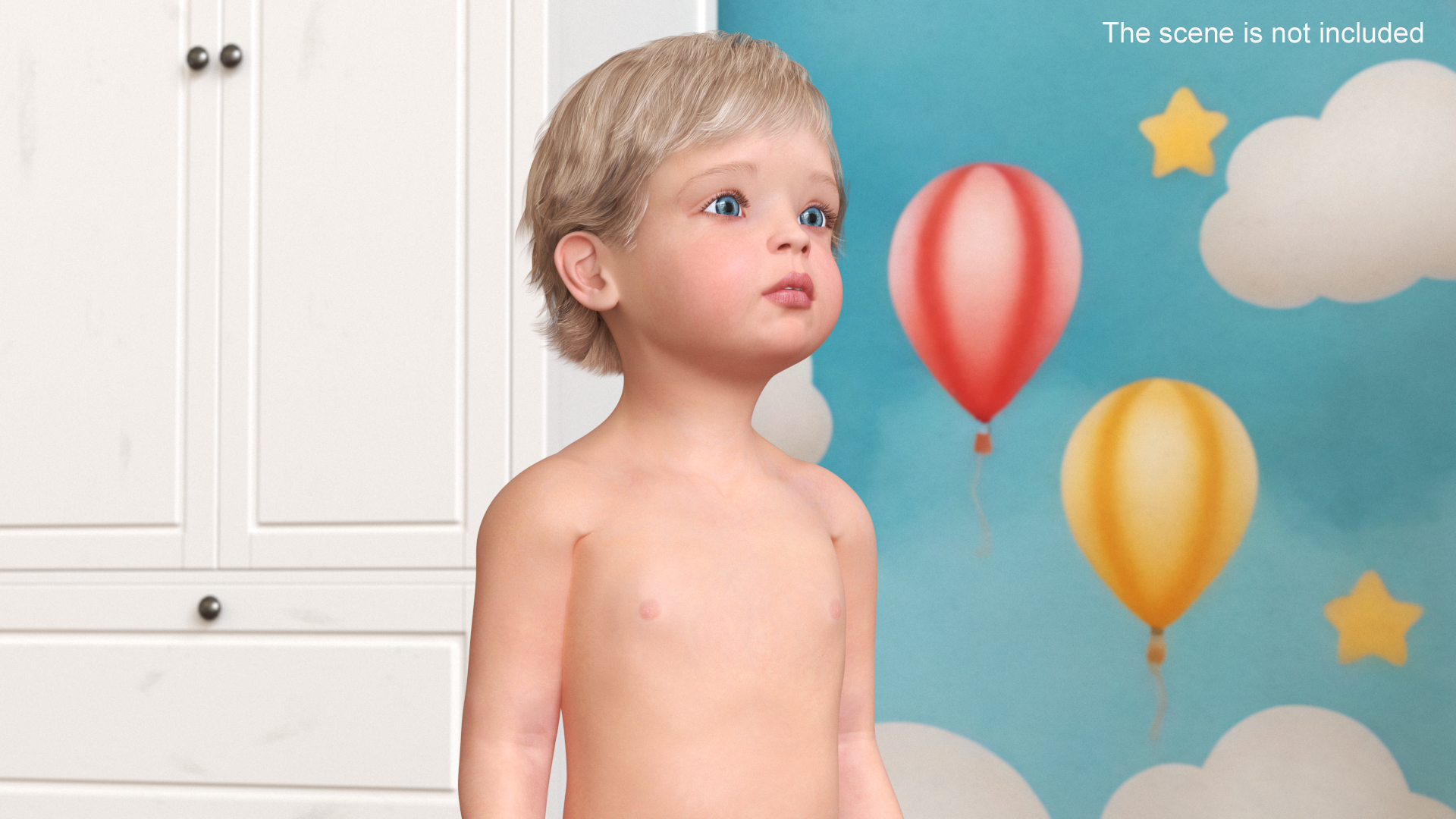 Boy Aged 1 Year in Diaper Standing Pose 3D model