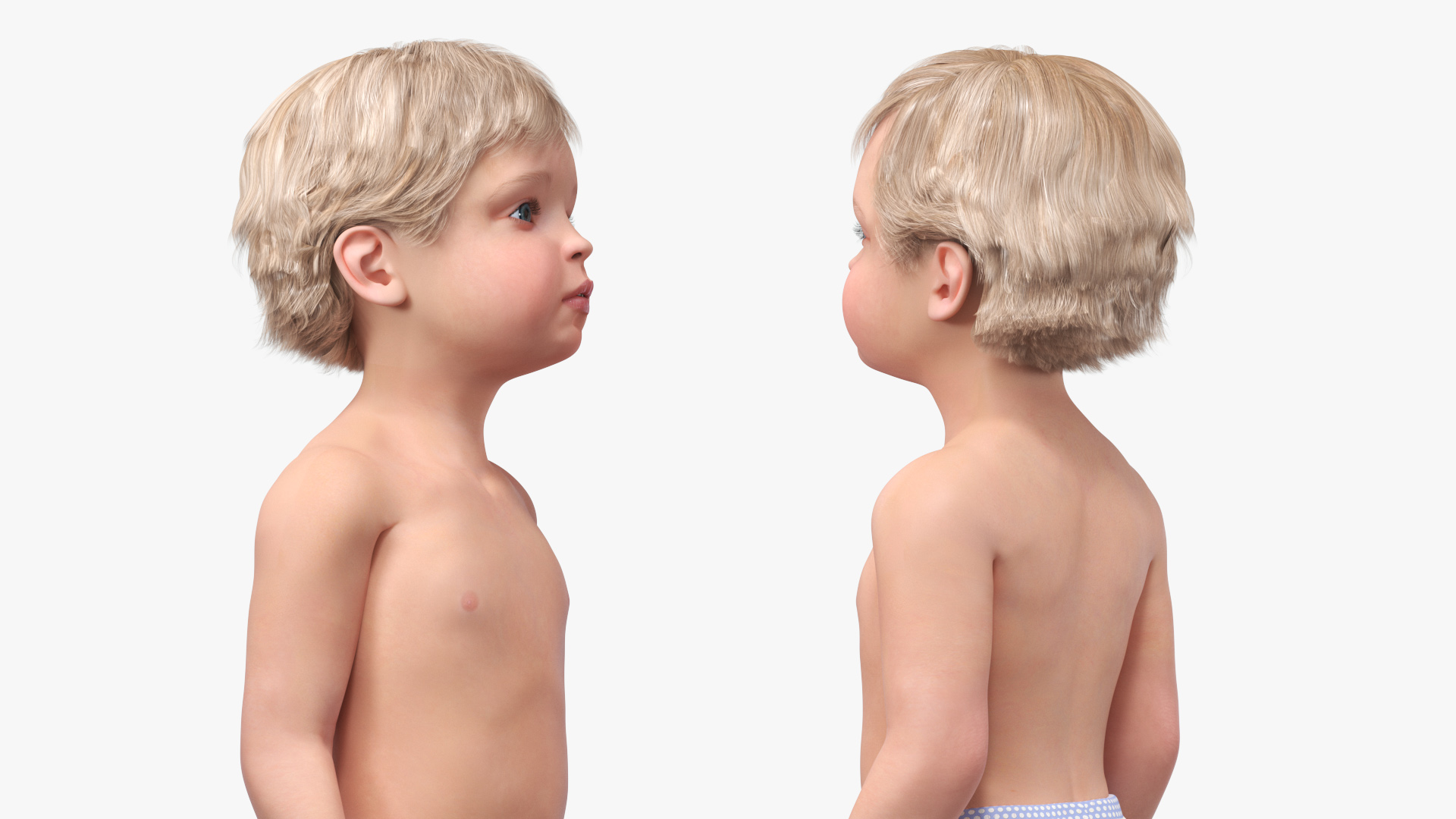 Boy Aged 1 Year in Diaper Standing Pose 3D model