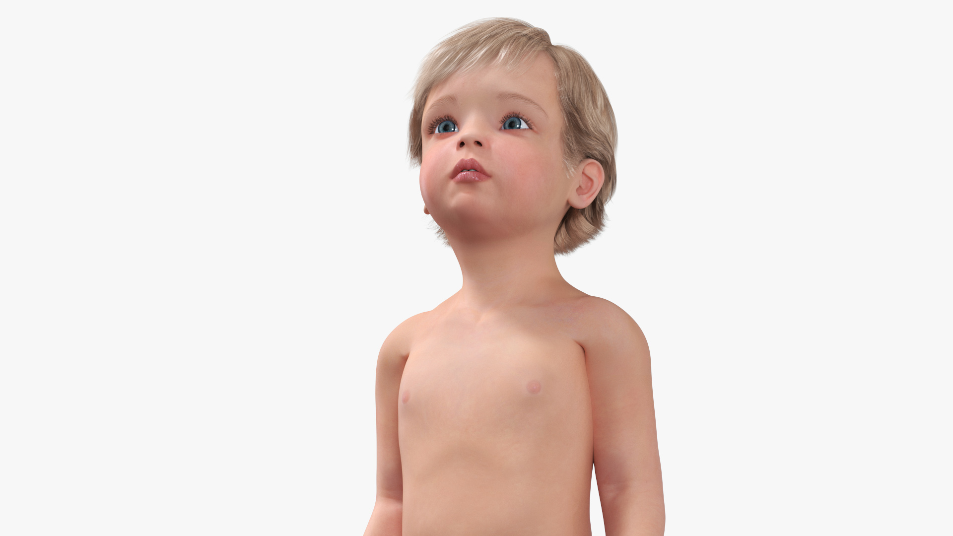 Boy Aged 1 Year in Diaper Standing Pose 3D model