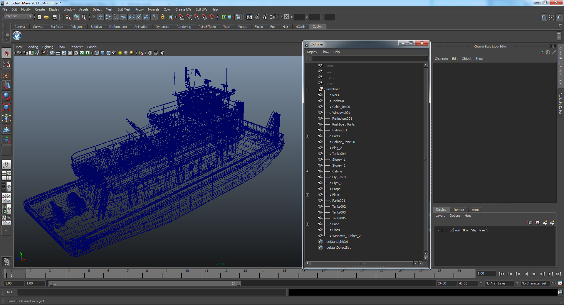 Push Boat Ship 3D model