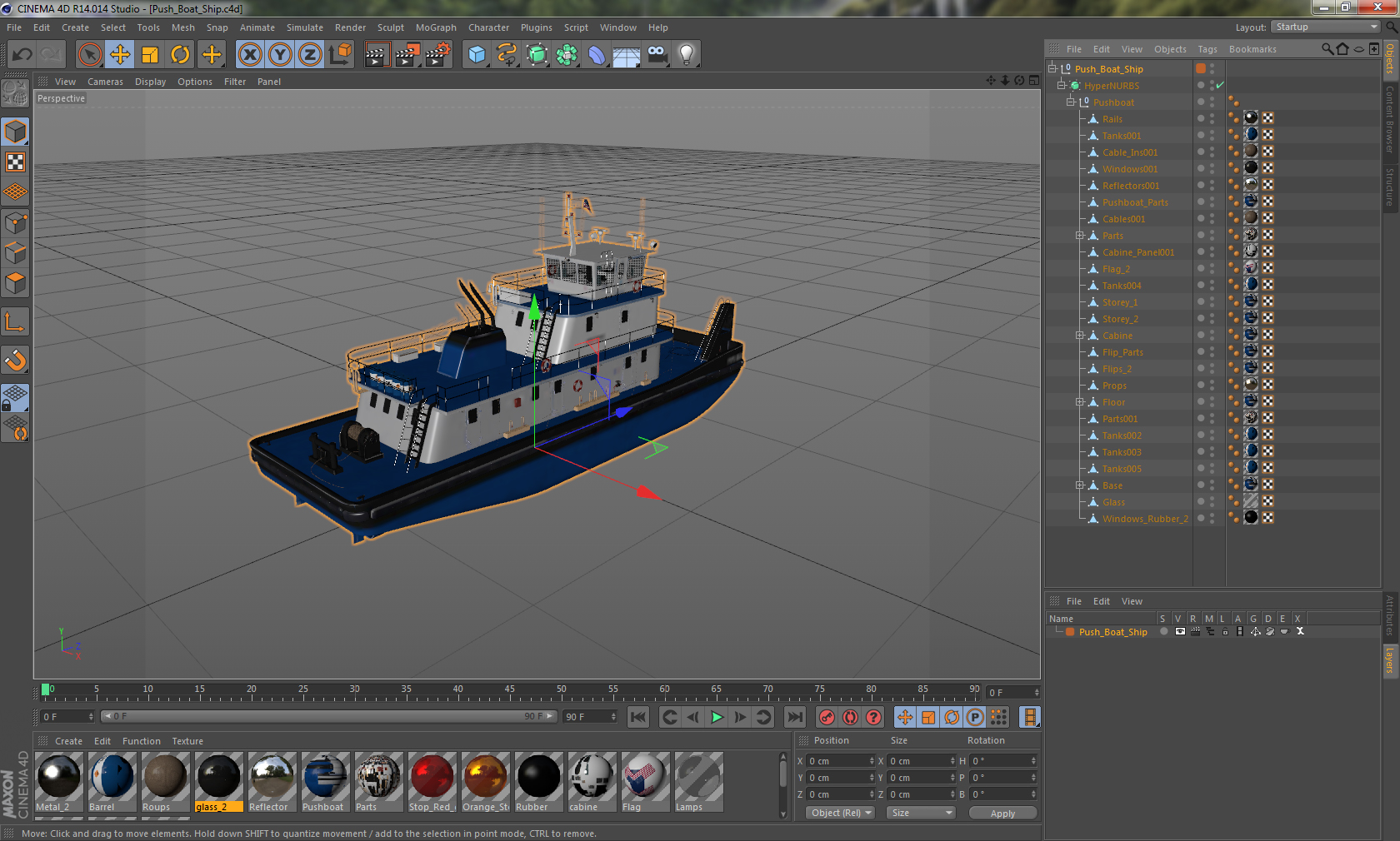 Push Boat Ship 3D model