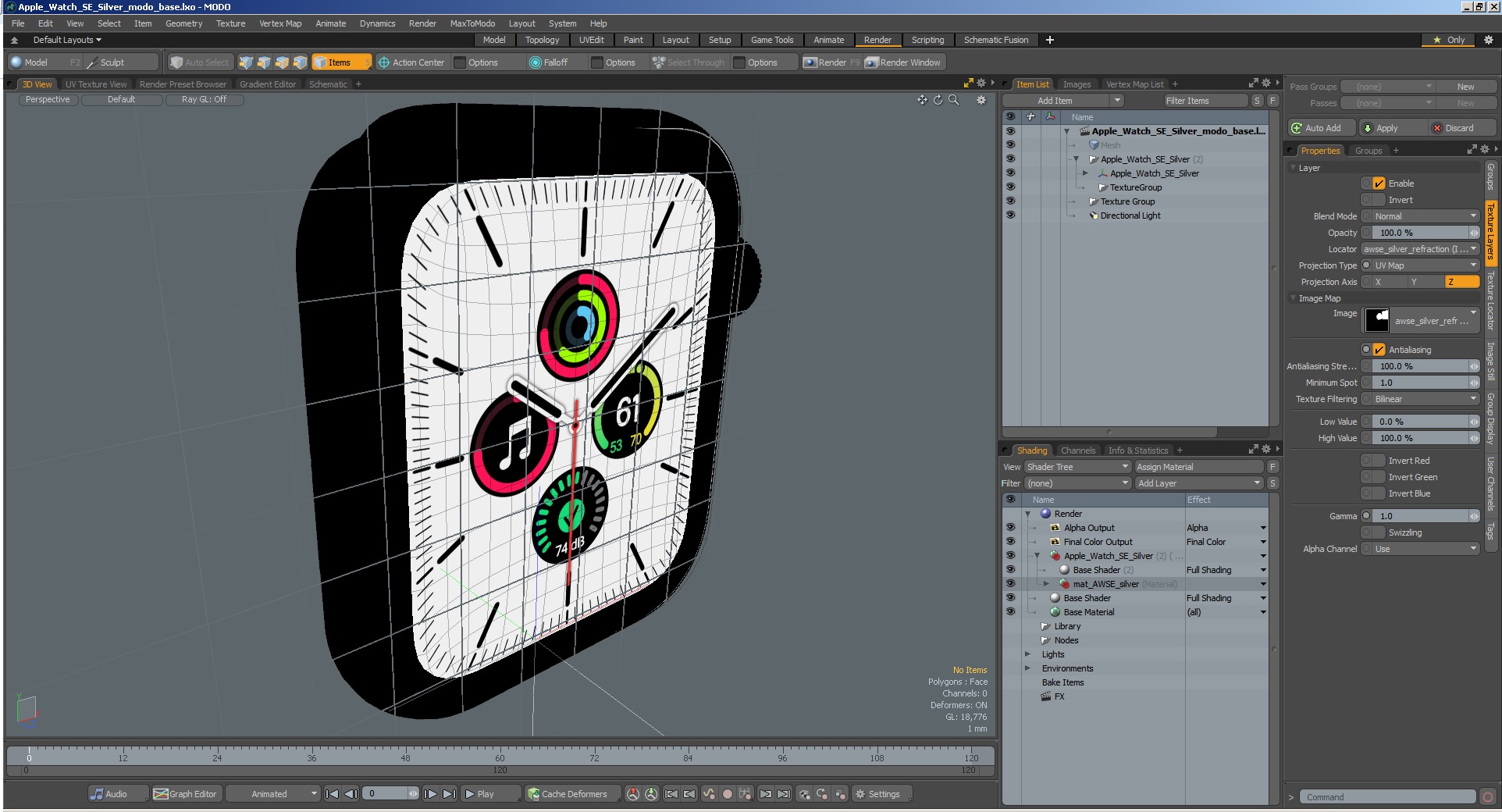 3D Apple Watch SE Silver