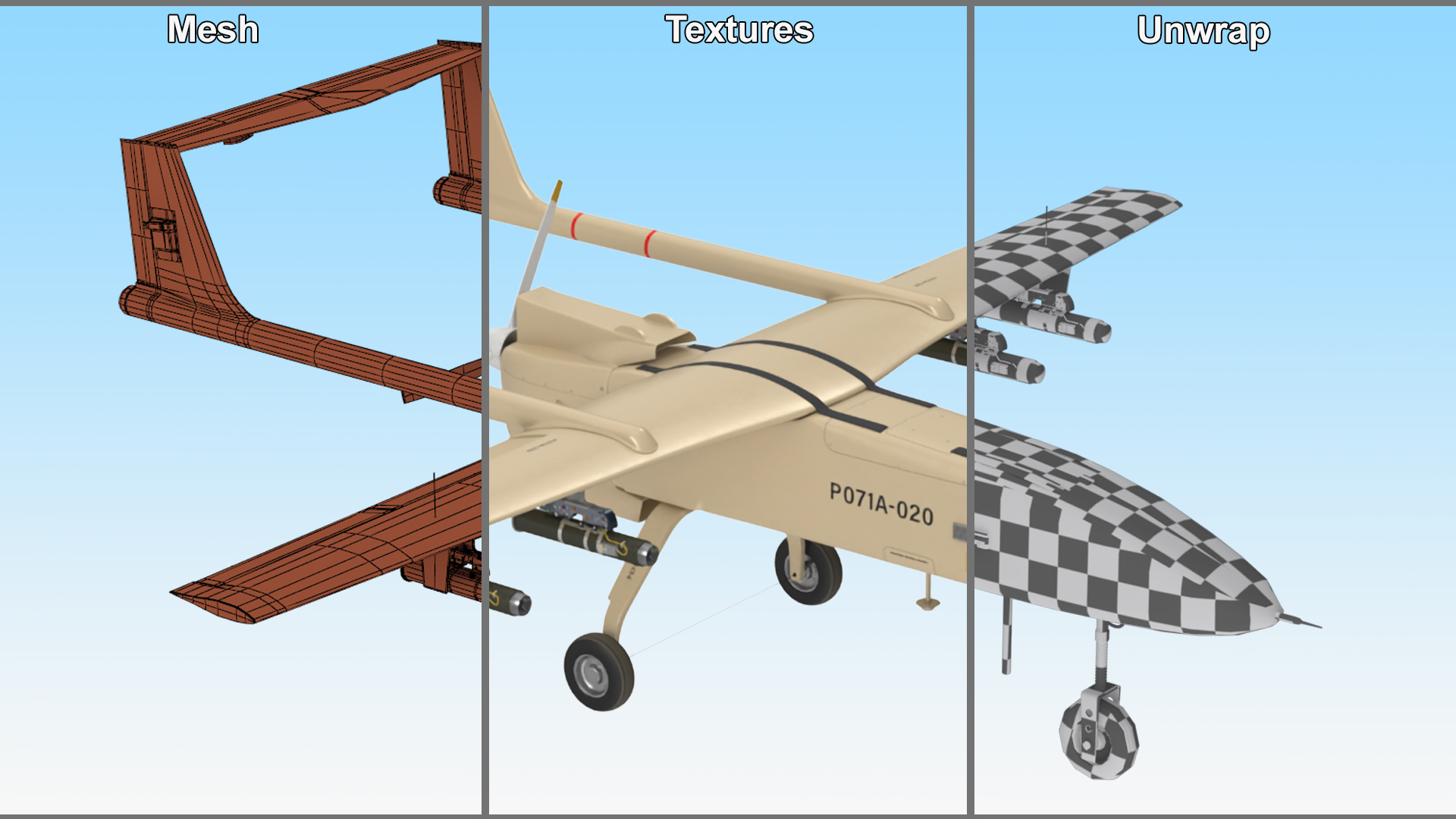 Iranian Drone Mohajer-6 Sand Color 3D model