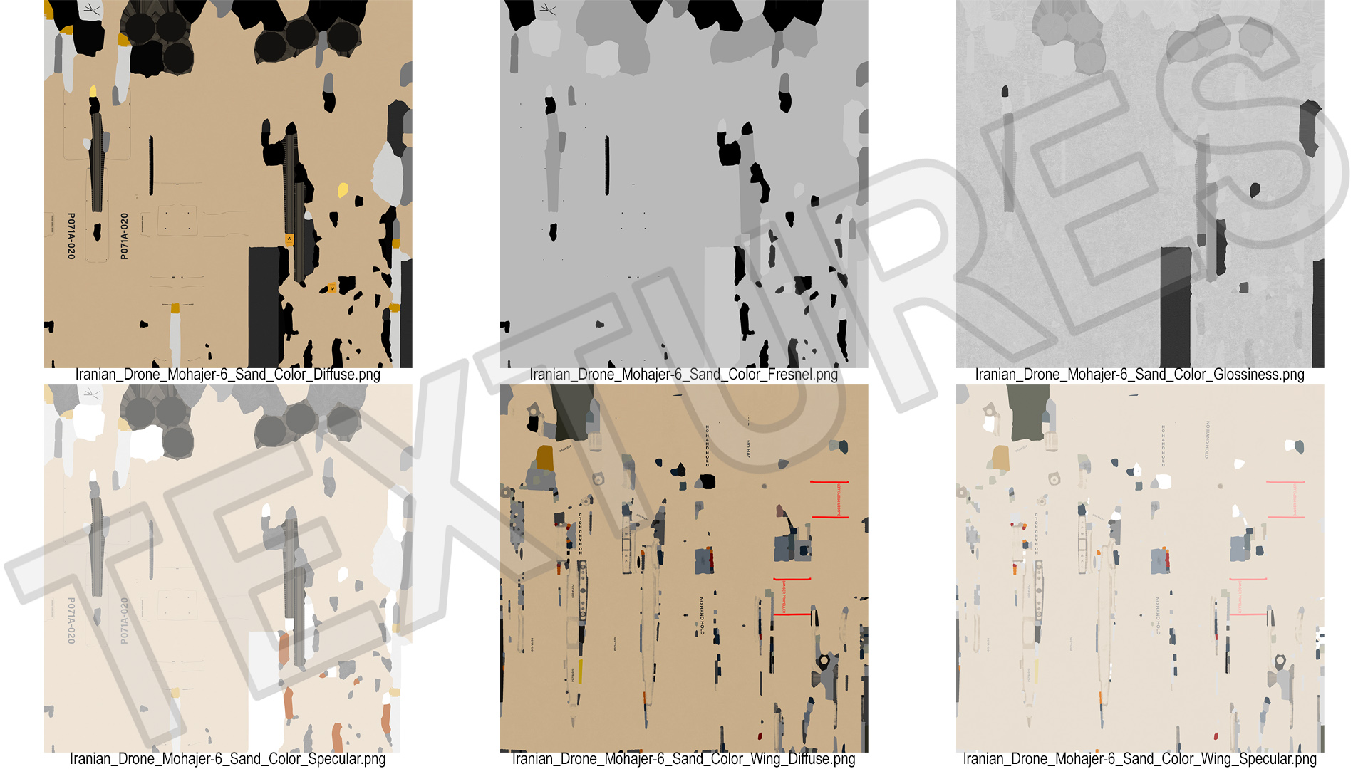 Iranian Drone Mohajer-6 Sand Color 3D model
