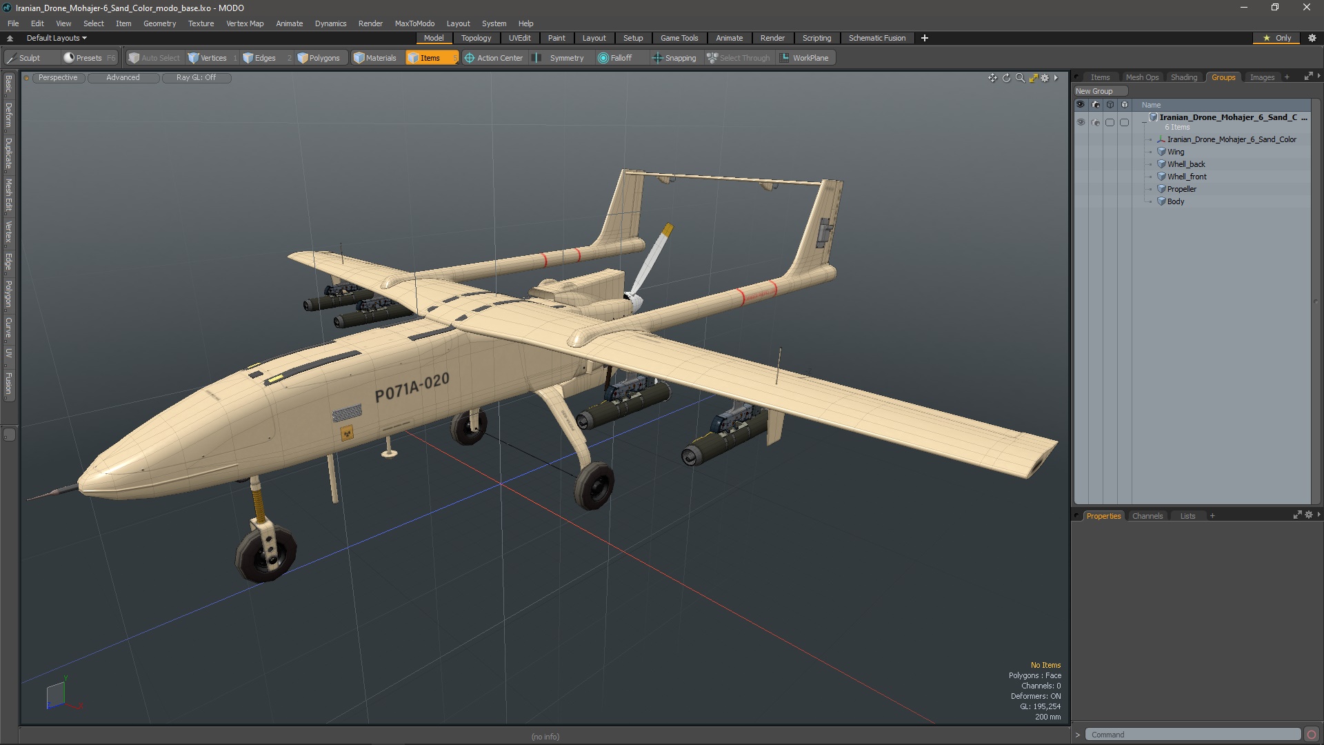 Iranian Drone Mohajer-6 Sand Color 3D model