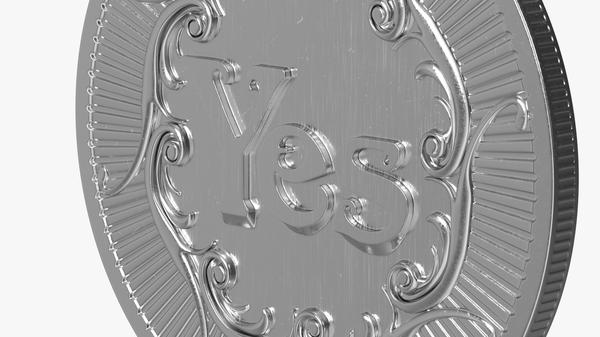 3D Yes or No Decision Maker Coin Silver