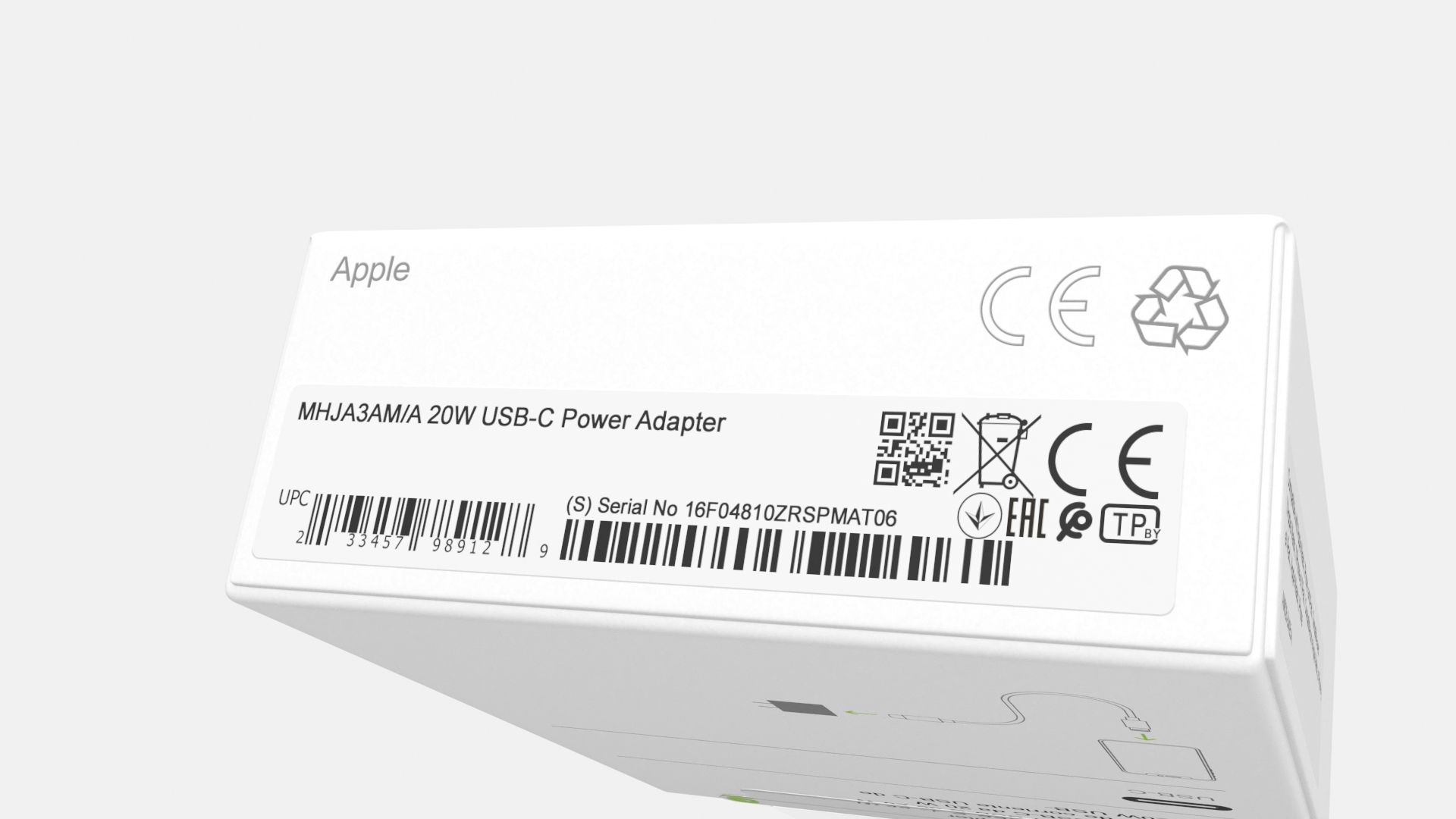 Apple USB-C Power Adapter Retail Packaging 3D