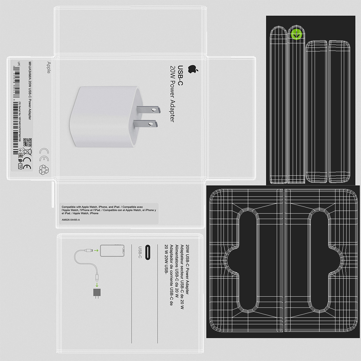 Apple USB-C Power Adapter Retail Packaging 3D