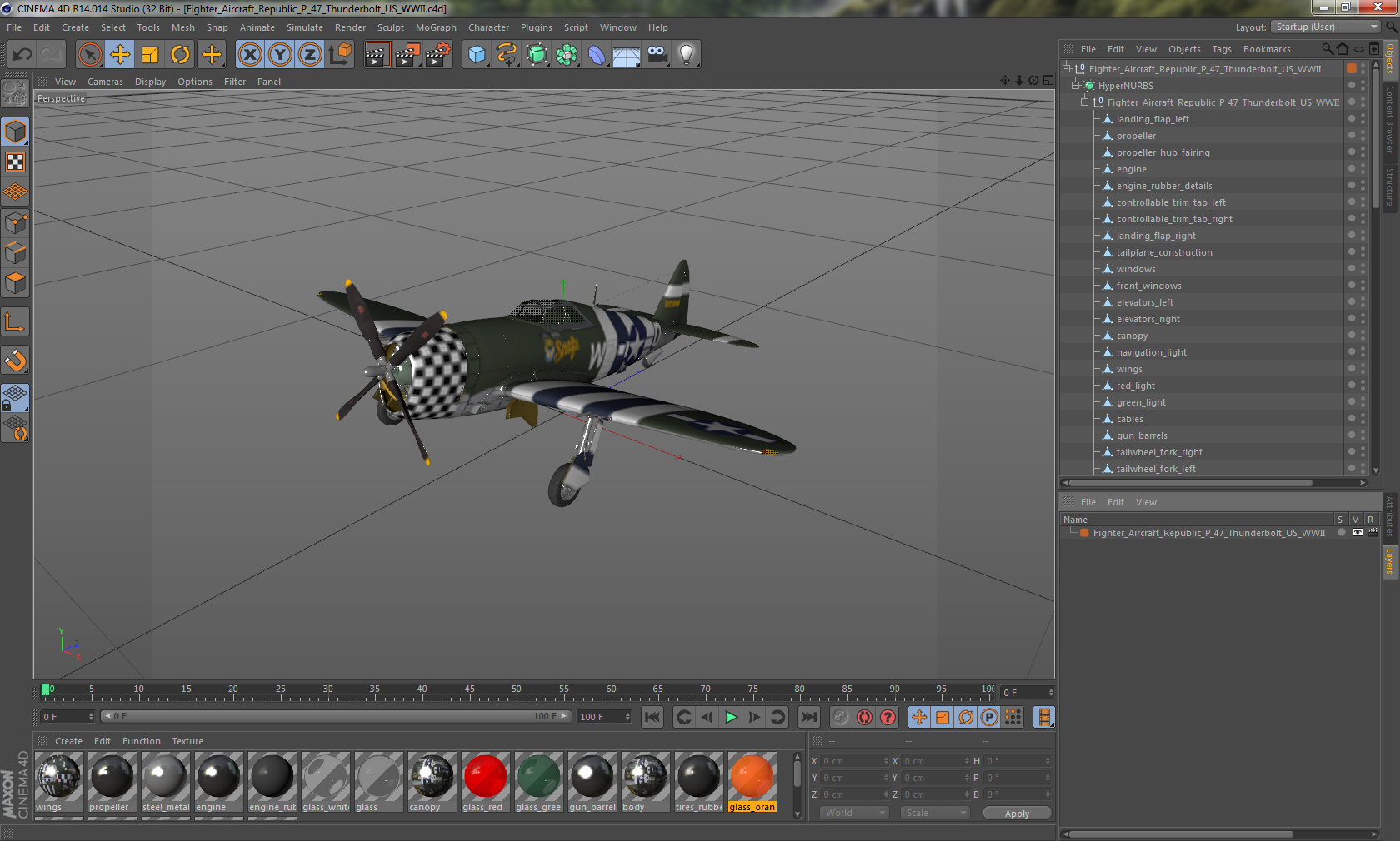 3D model Fighter Aircraft Republic P 47 Thunderbolt US WWII