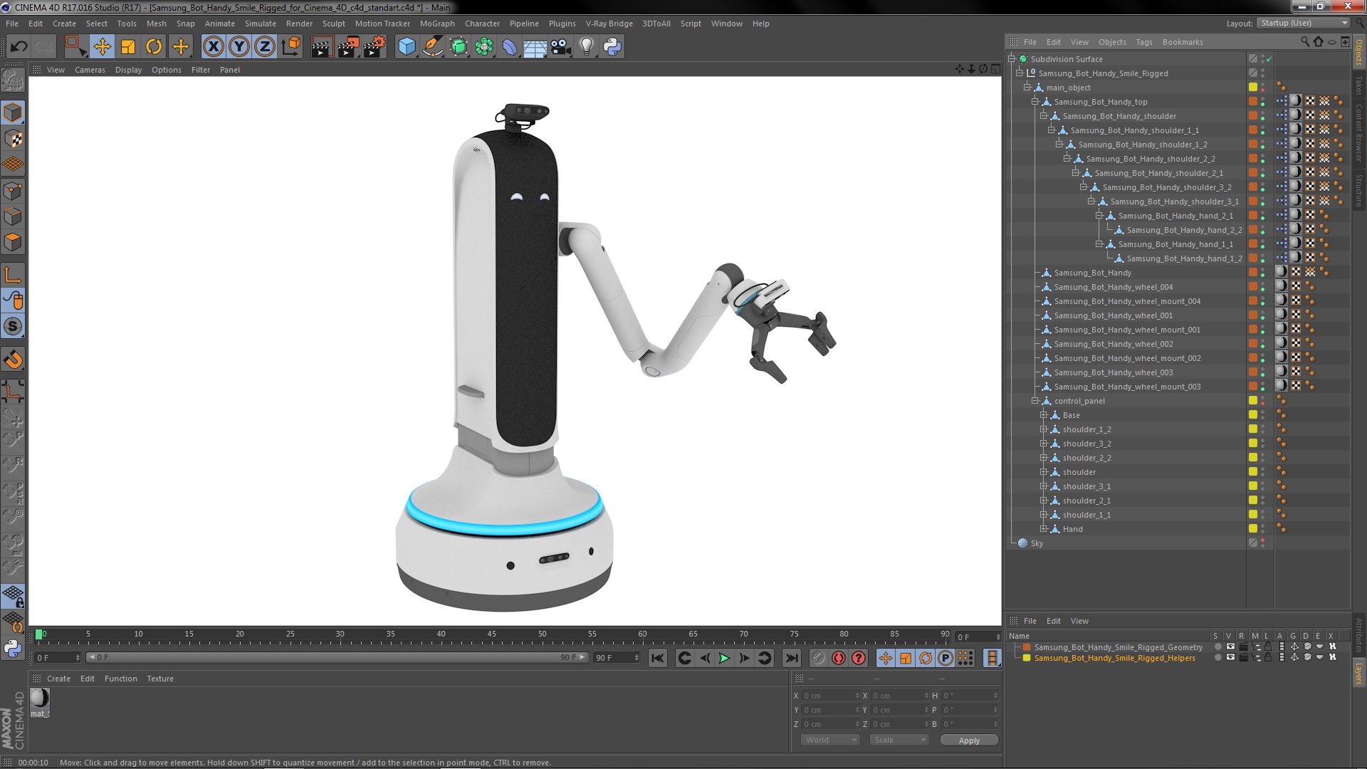 Samsung Bot Handy Smile Rigged for Cinema 4D 3D model