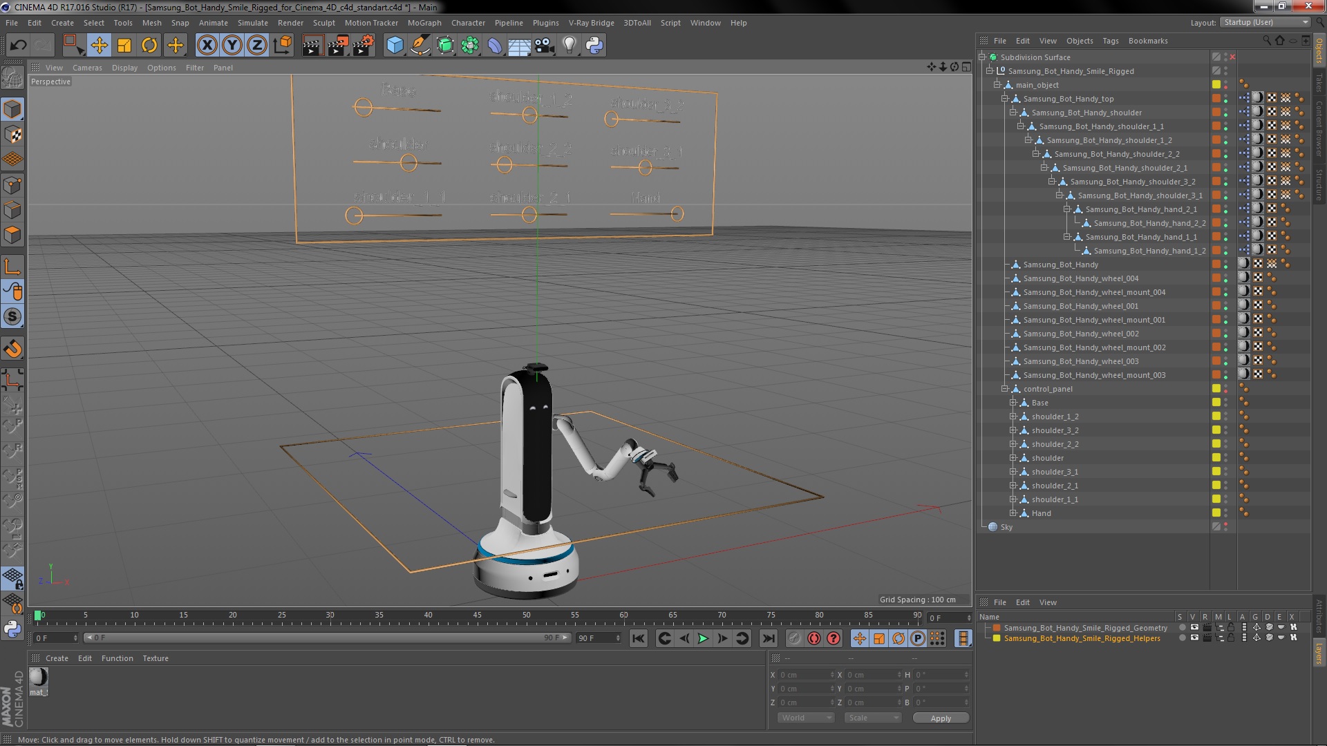 Samsung Bot Handy Smile Rigged for Cinema 4D 3D model