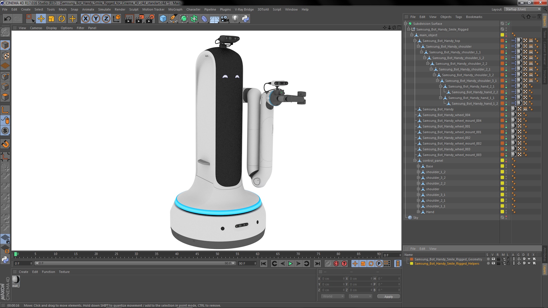 Samsung Bot Handy Smile Rigged for Cinema 4D 3D model