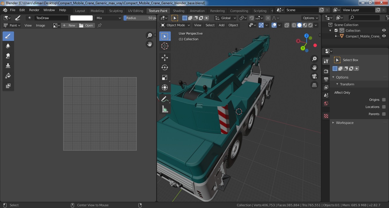 3D Compact Mobile Crane Generic model
