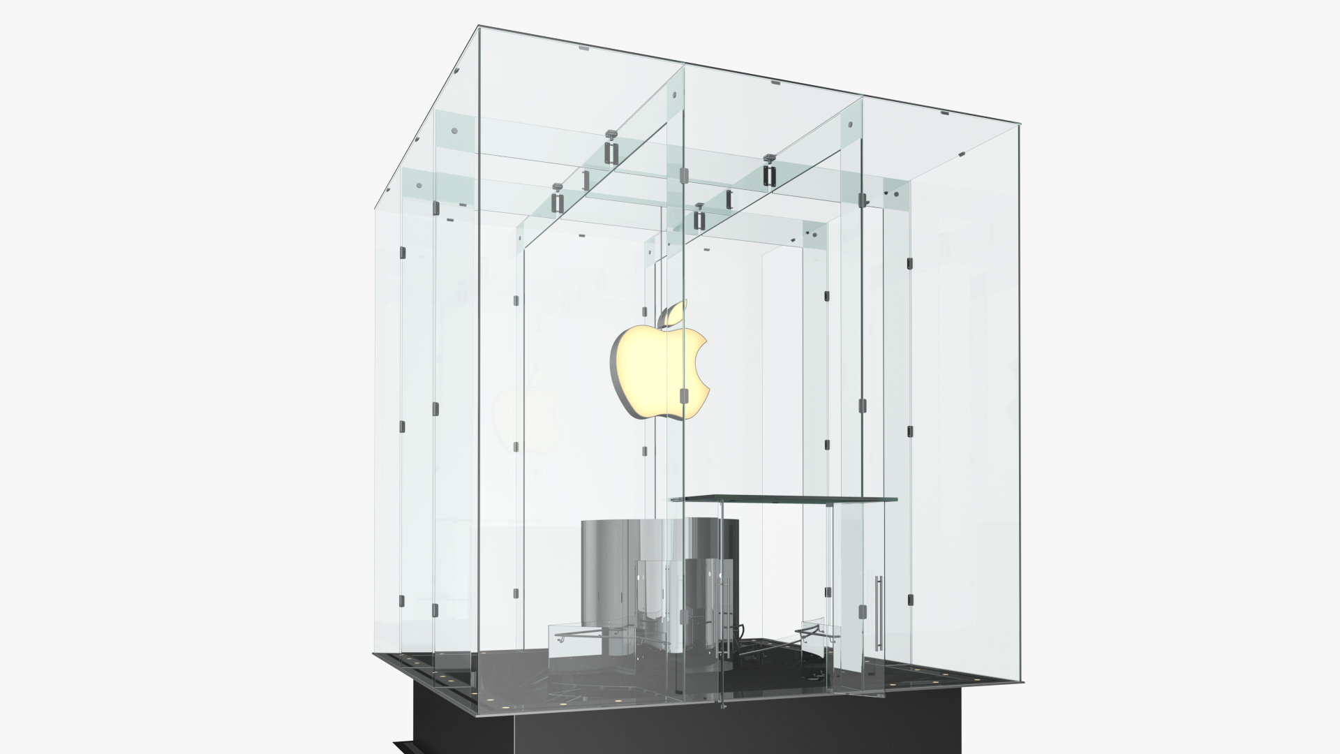 3D Cube Glass Entrance to the Apple Store model