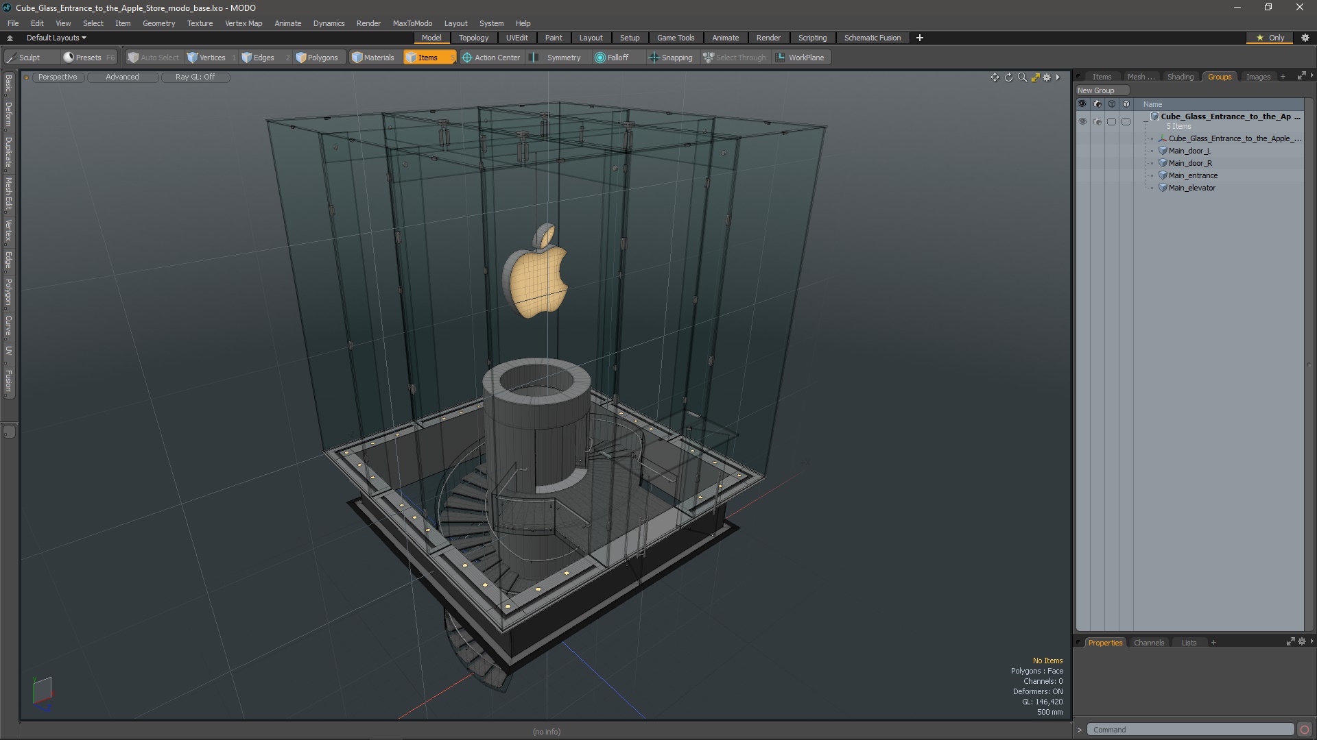3D Cube Glass Entrance to the Apple Store model