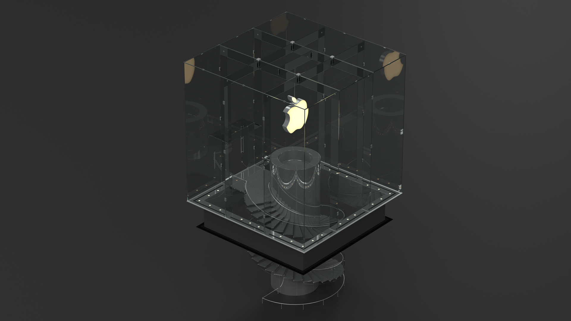 3D Cube Glass Entrance to the Apple Store model