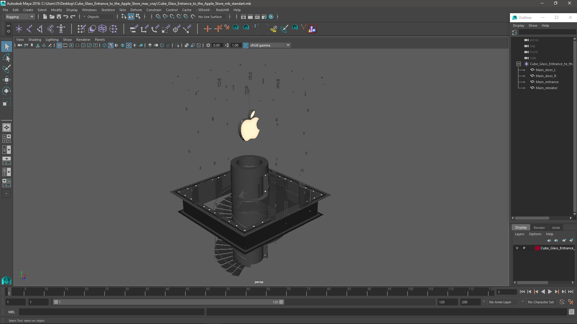 3D Cube Glass Entrance to the Apple Store model