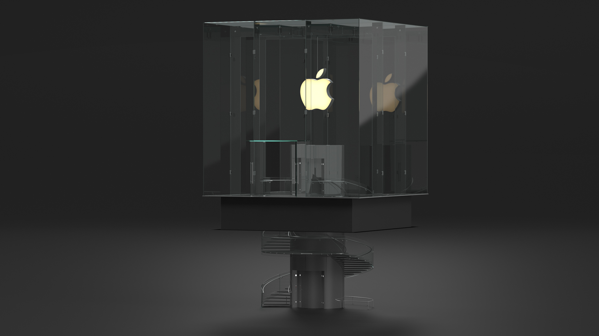 3D Cube Glass Entrance to the Apple Store model