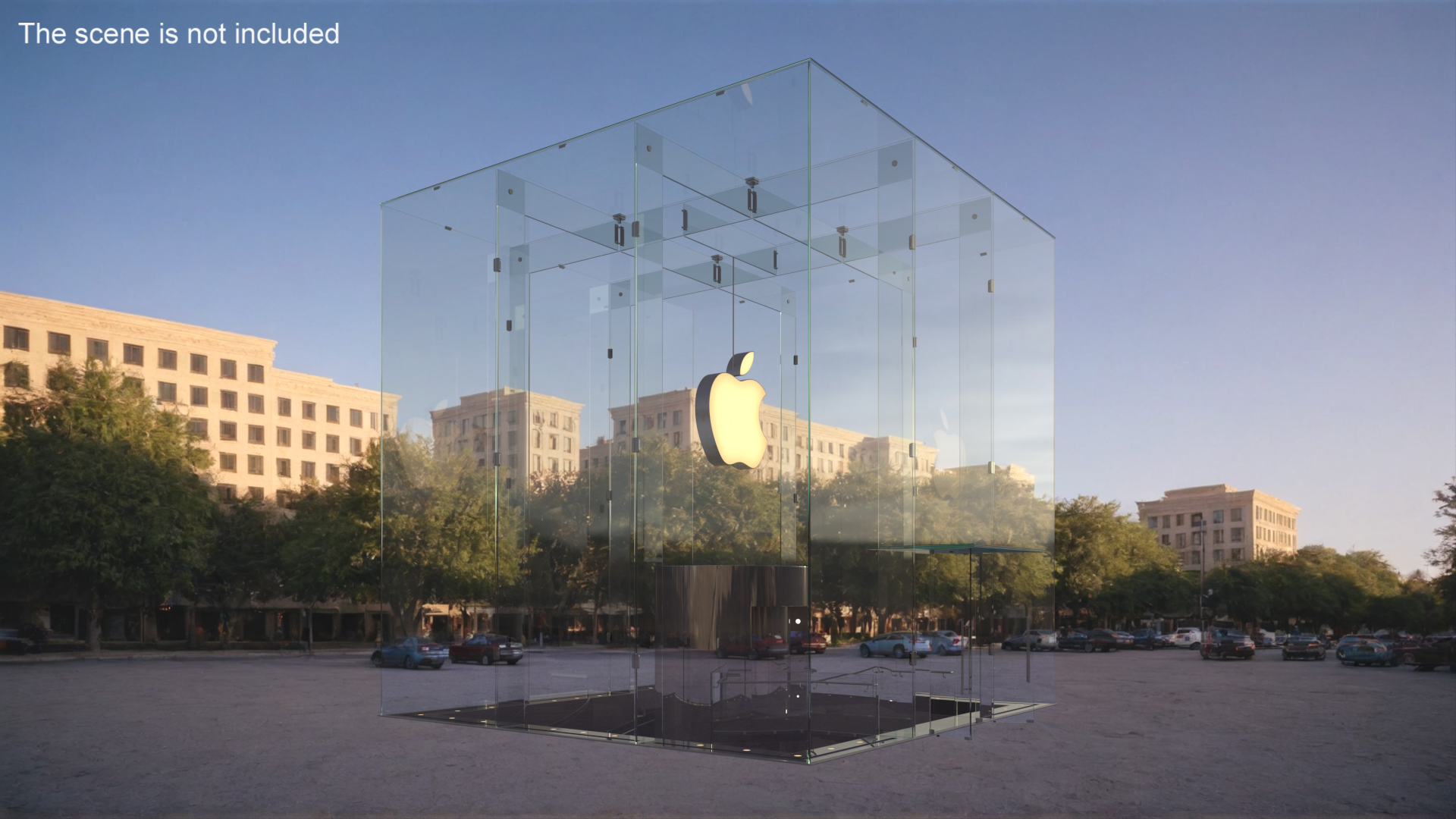 3D Cube Glass Entrance to the Apple Store model