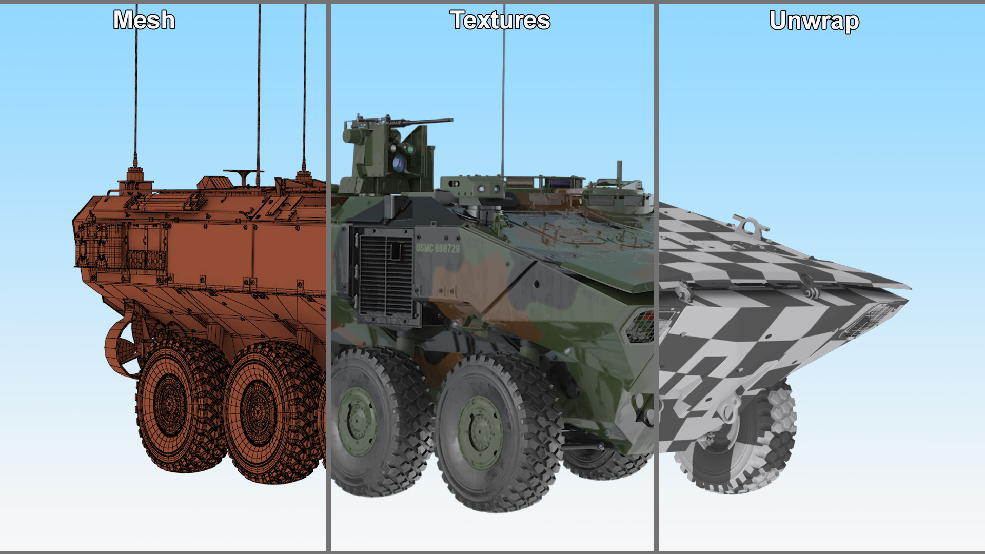 3D US Amphibious Assault Vehicle Wet model