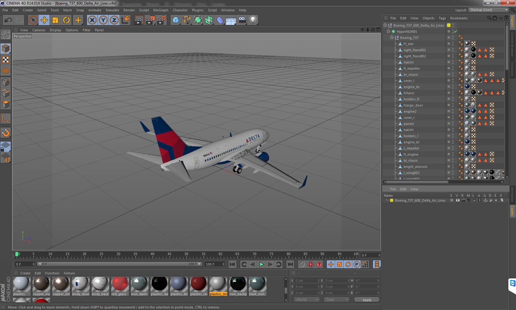 3D model Boeing 737 600 Delta Air Lines