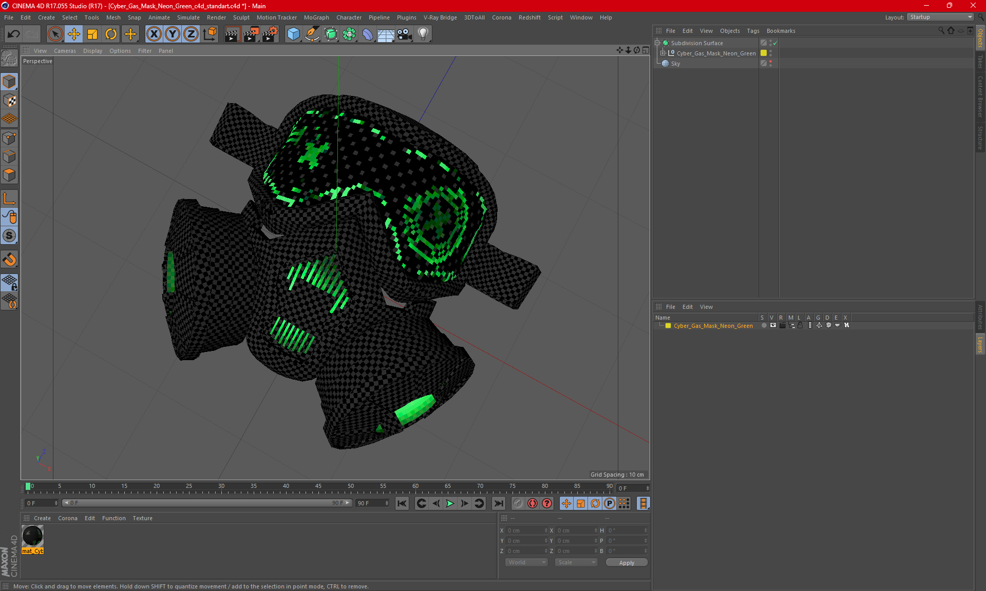 3D model Cyber Gas Mask Neon Green