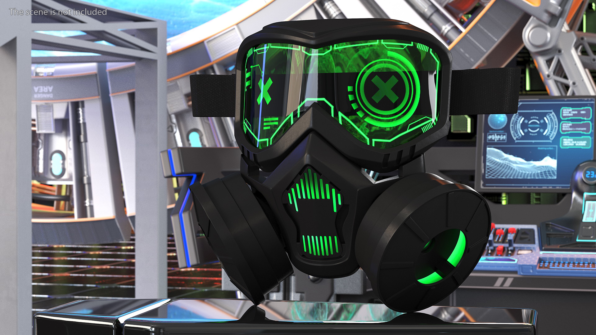 3D model Cyber Gas Mask Neon Green
