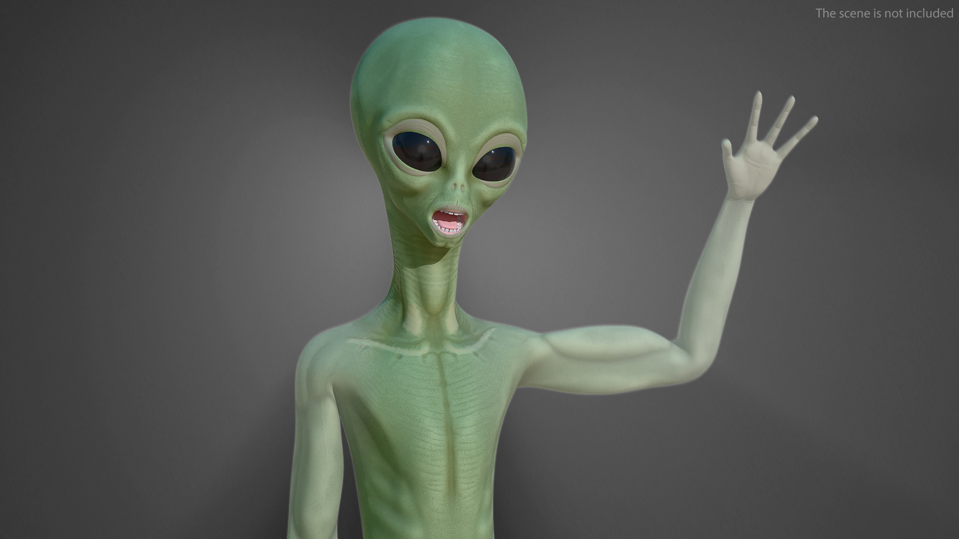 3D Cartoon Alien Greetings Pose model