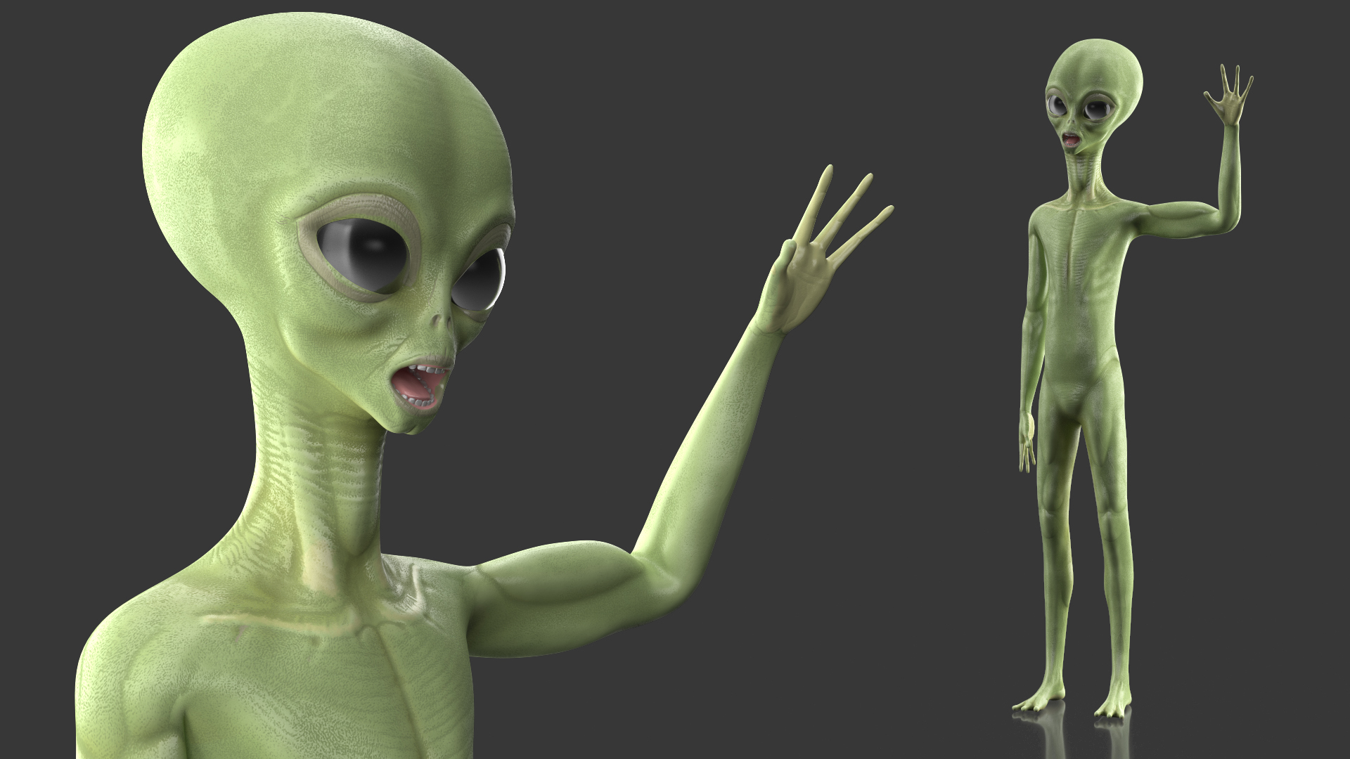 3D Cartoon Alien Greetings Pose model