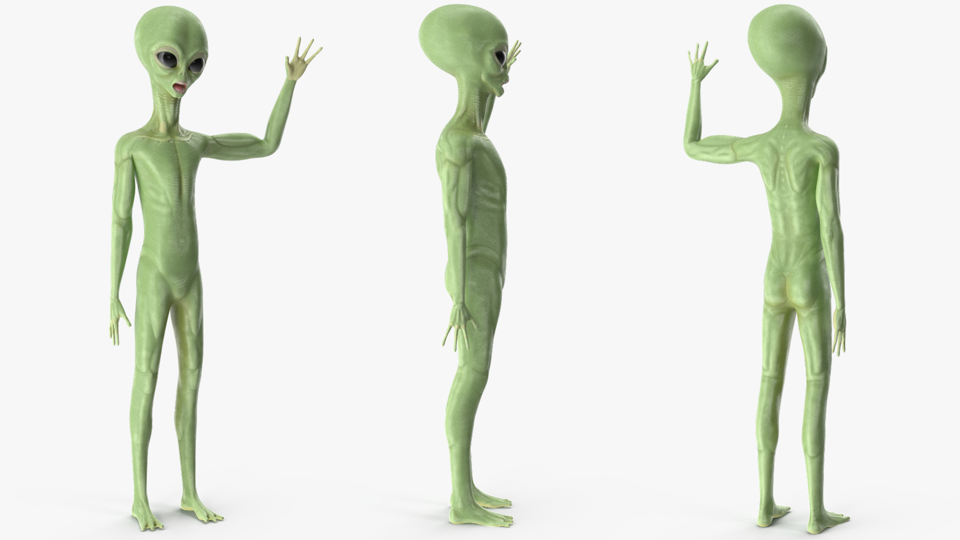 3D Cartoon Alien Greetings Pose model