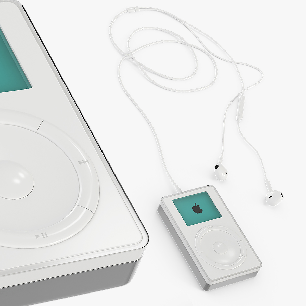 Apple iPod Classic 1st Gen with Headphones 3D model preview