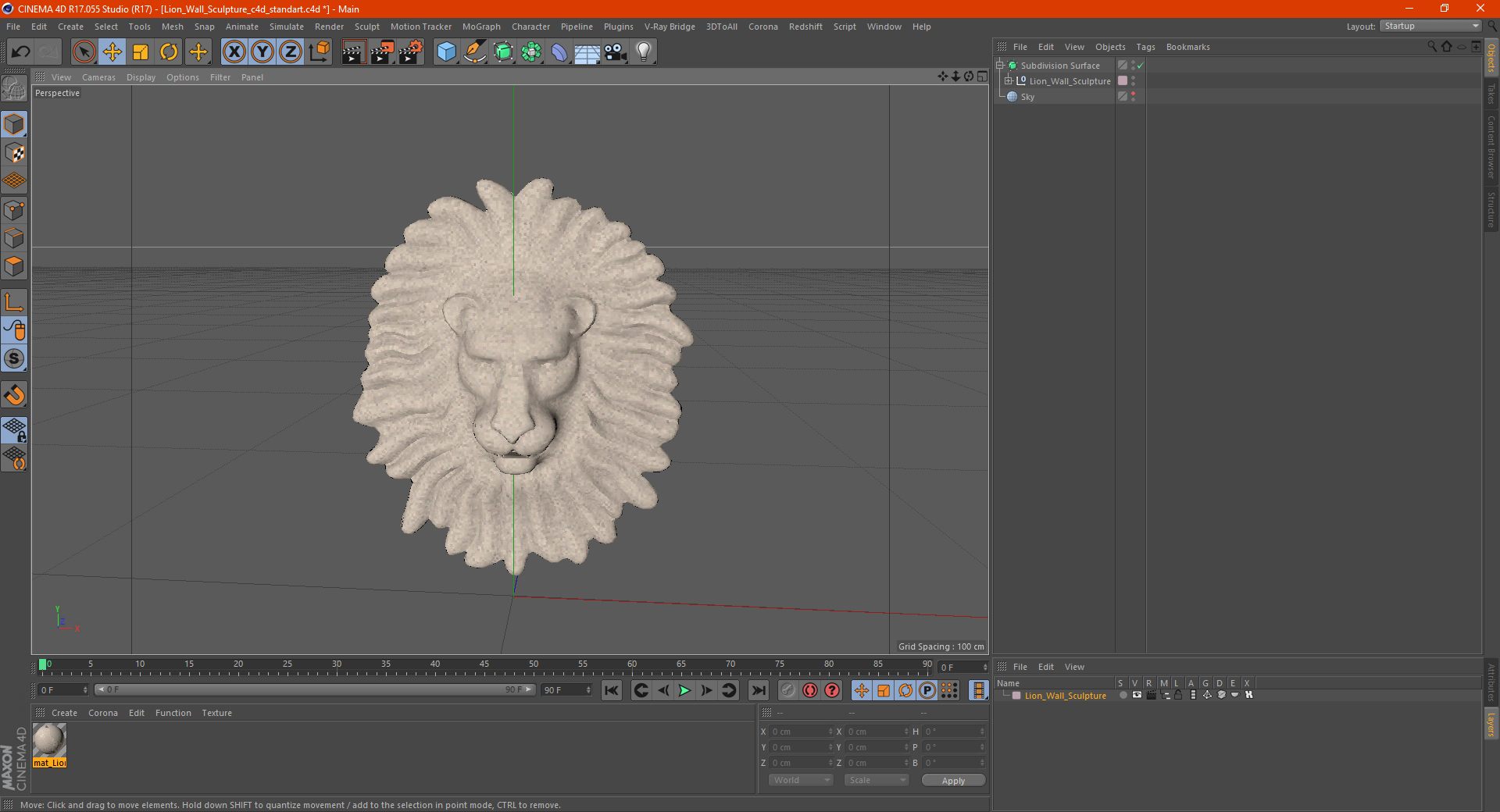Lion Wall Sculpture 3D model