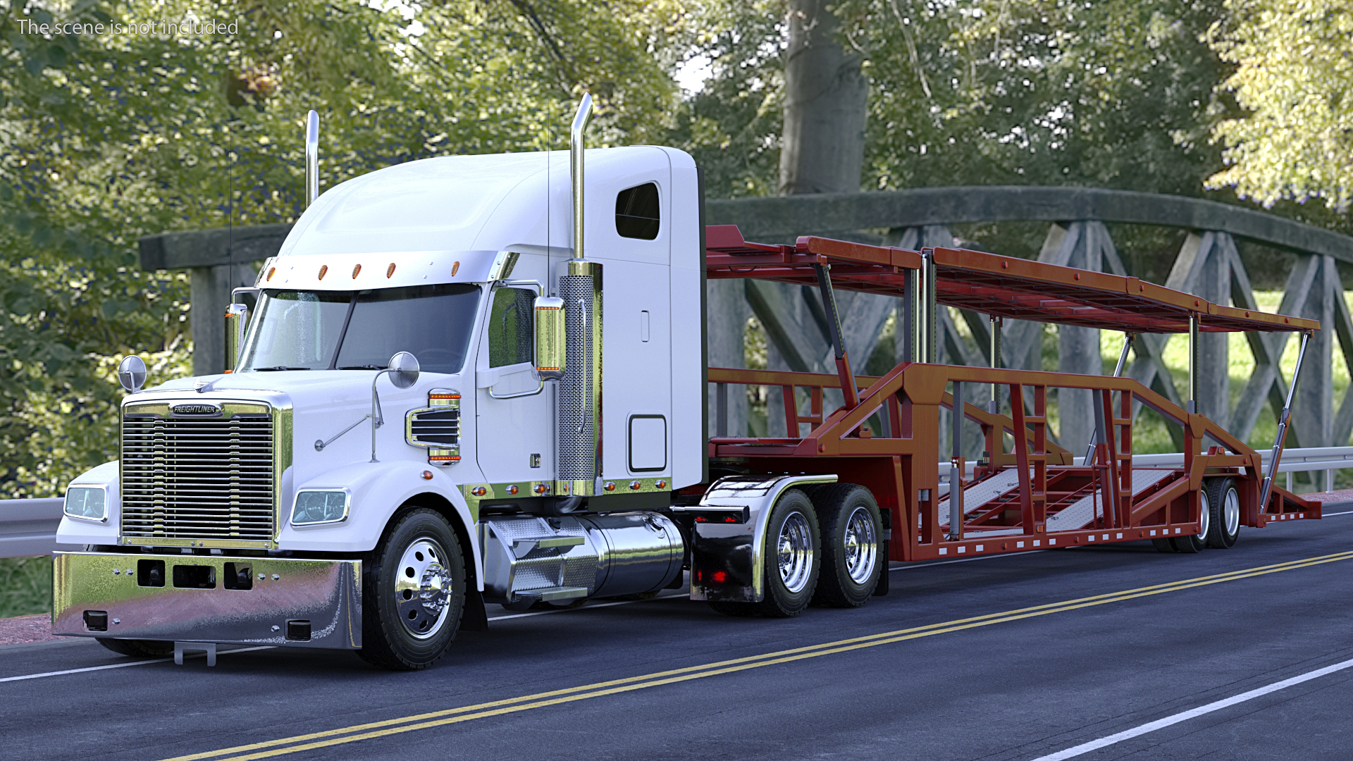 3D Freightliner 122SD with Hauler Trailer model