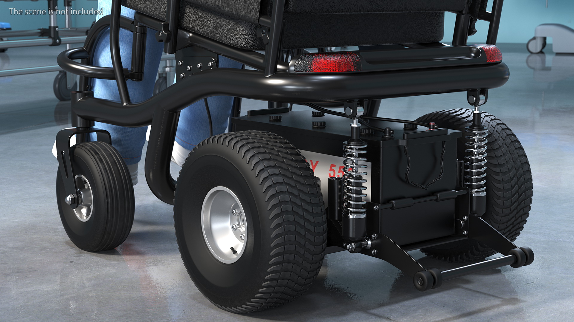 3D model Elderly Man Sitting in the Powered Wheelchair