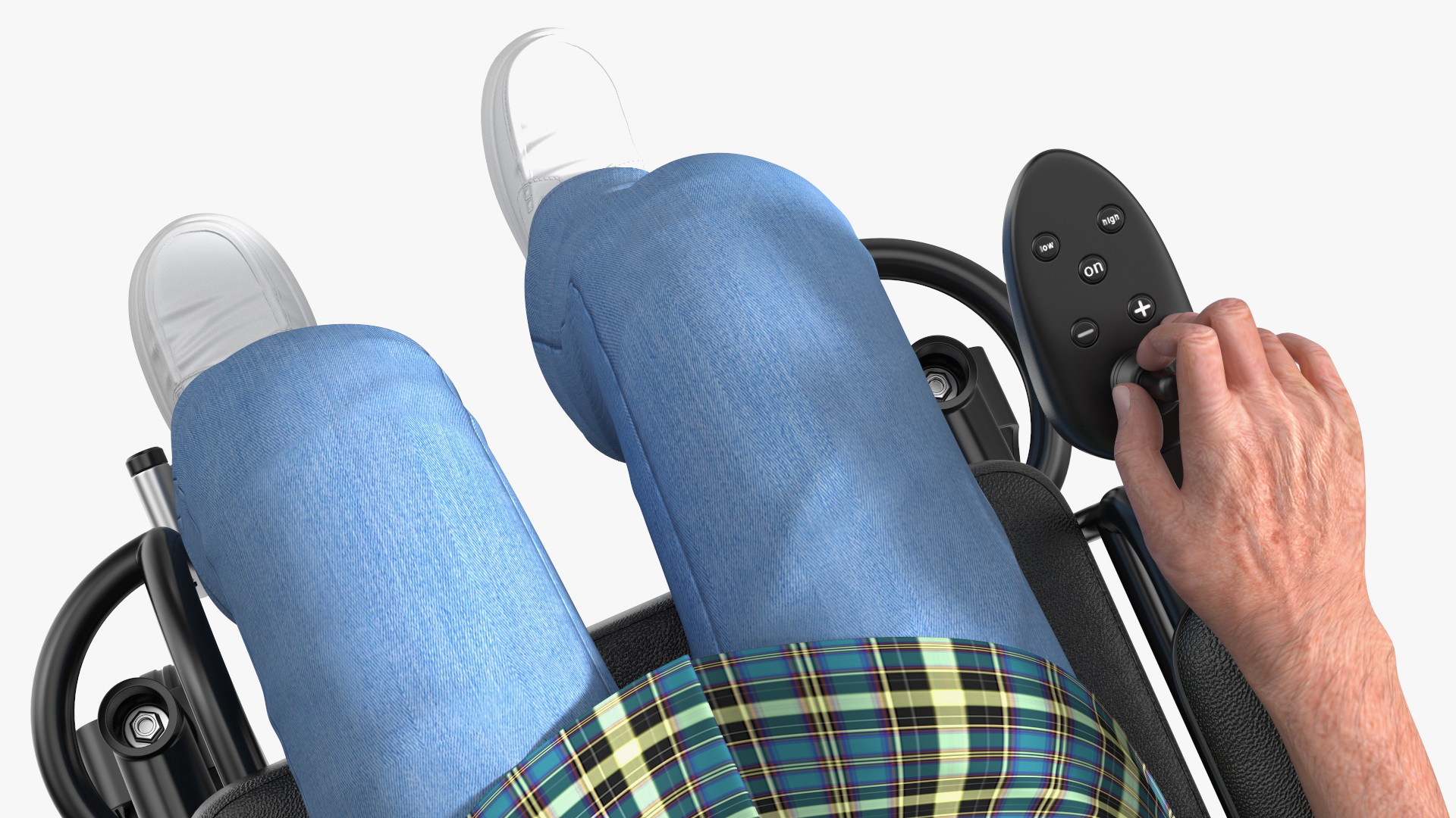 3D model Elderly Man Sitting in the Powered Wheelchair