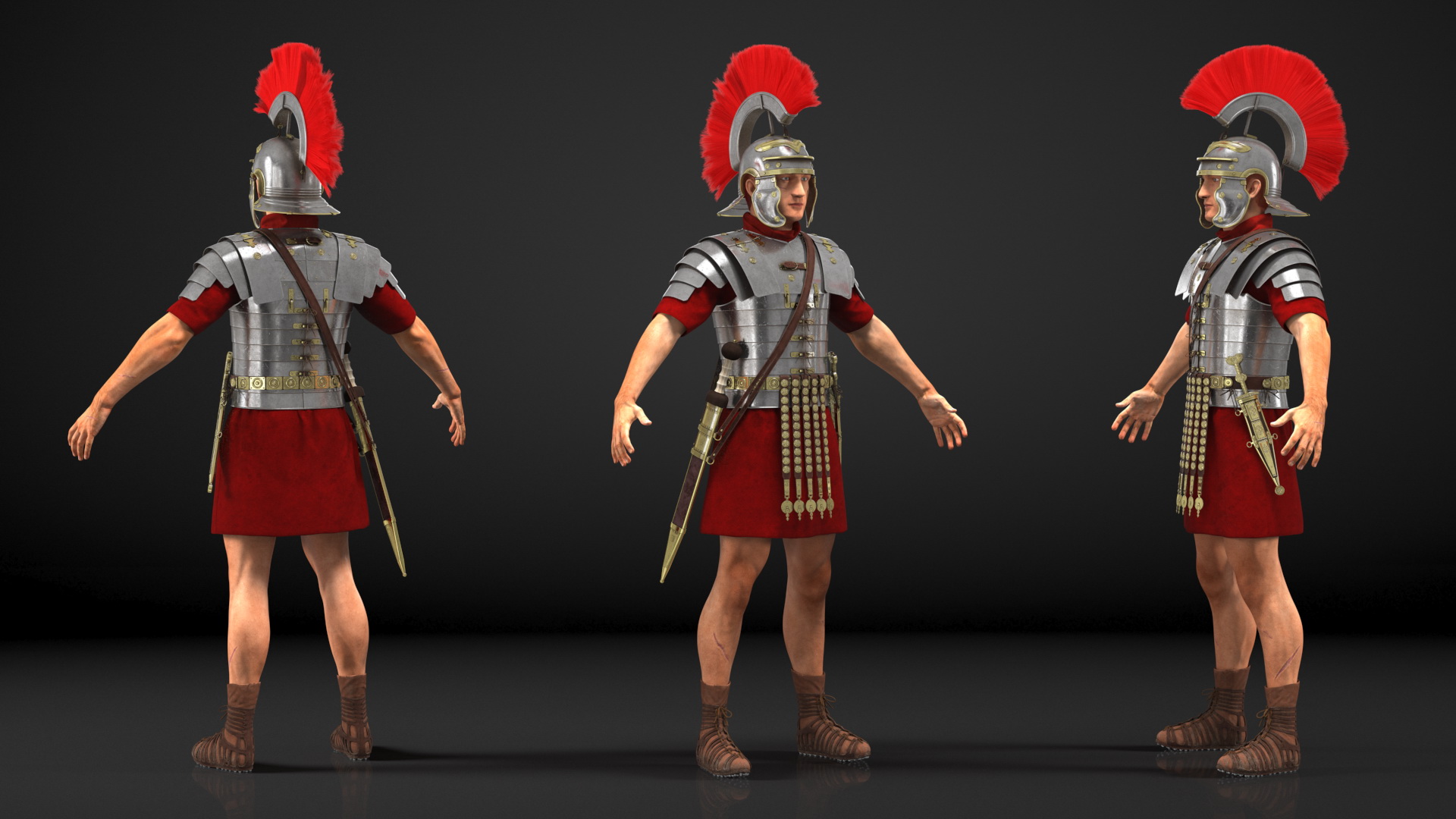 3D Veteran Roman Legionnaire A-Pose Fur