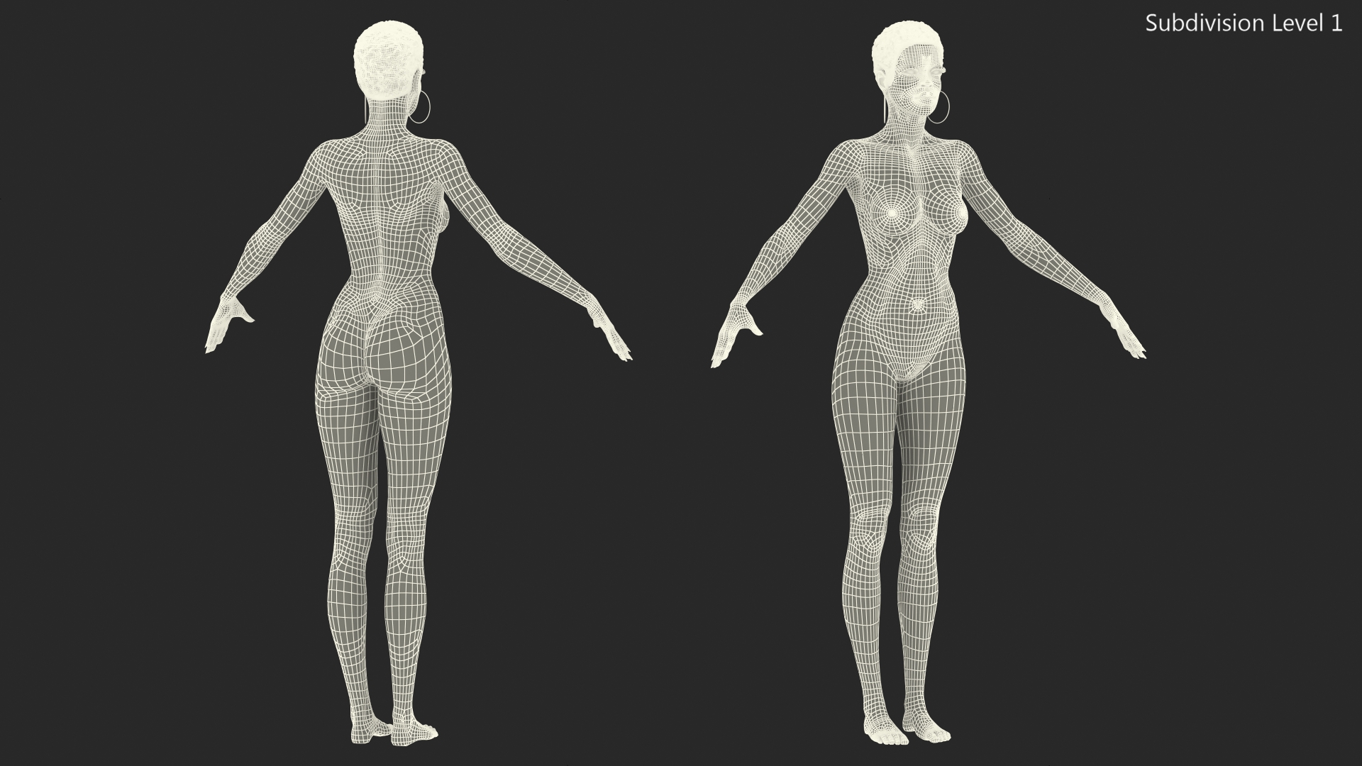 Nude Light Skin Black Woman Rigged 3D model