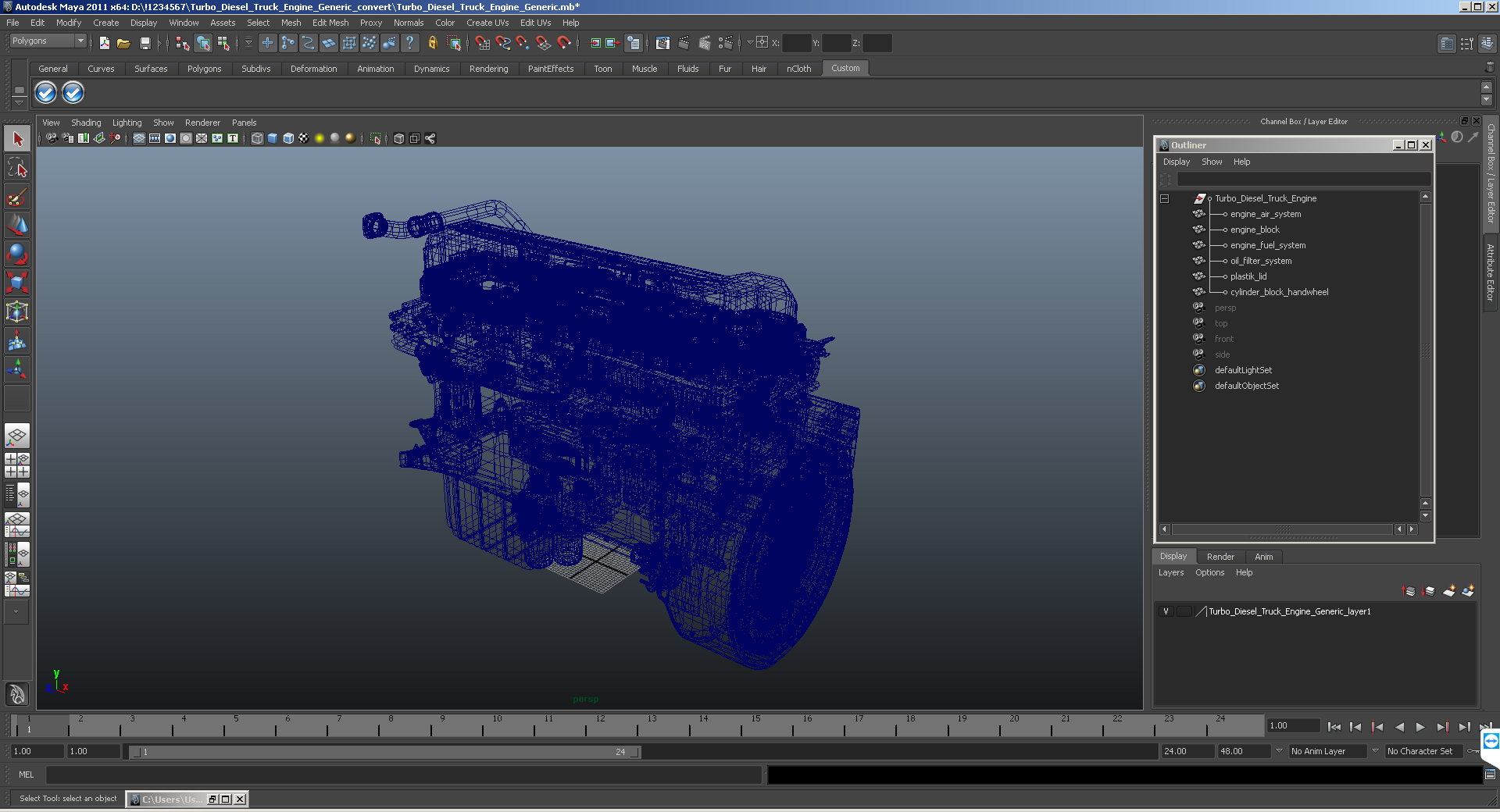 3D Turbo Diesel Truck Engine Generic model